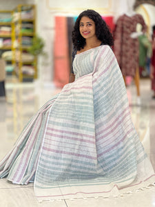 Stripe Patterned Linen Saree | DLS228