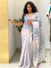 Stripe Patterned Linen Saree | DLS226