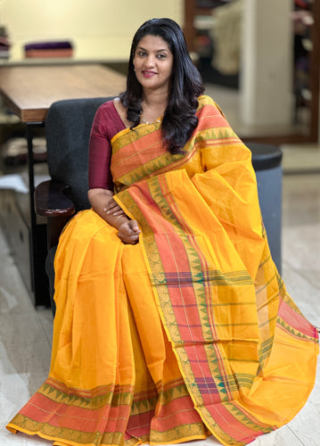 Temple Border Detailed Kanchi Cotton Saree | VR179