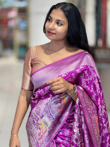 Silver Zari Weaved Banarasi Saree | NN336