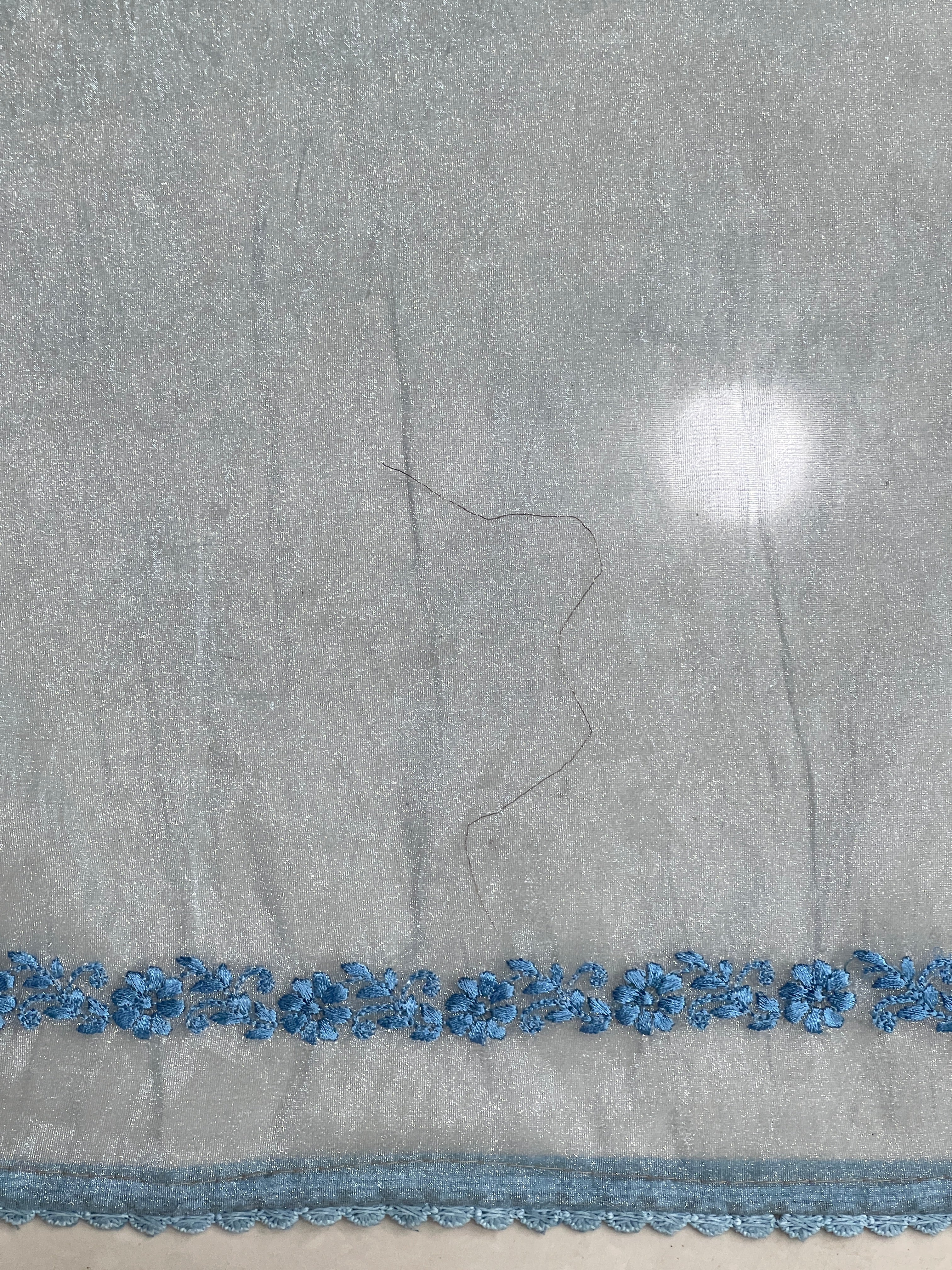 Floral Machine Embroidered Shimmer Organza Saree | BLD1979