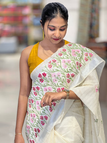 Floral Embroidery Detailed Silky Kota Saree | NHH489