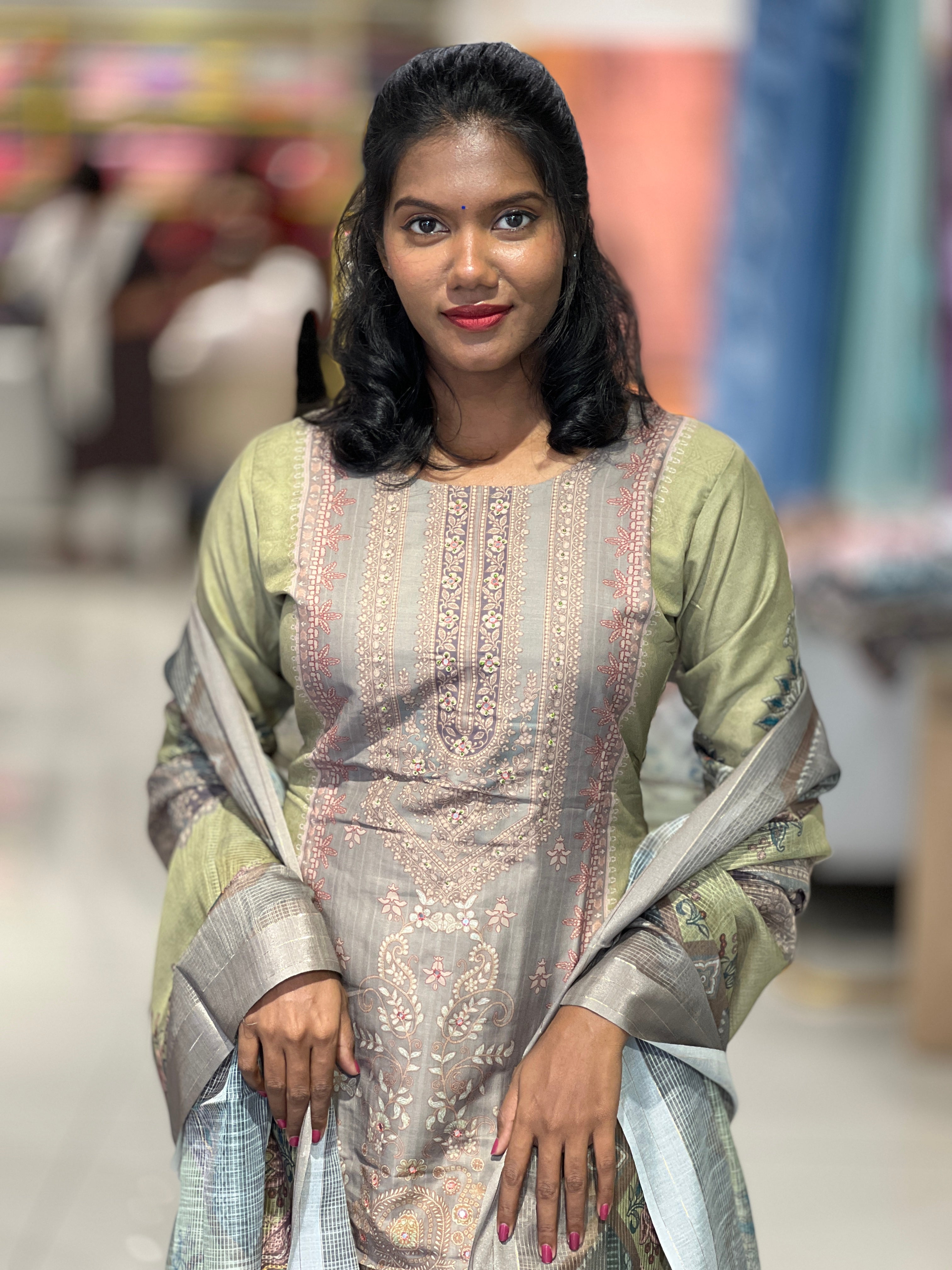 Digital Printed Muslin Finish Kurta Set  | VFD125