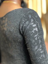 Floral Embossed Printed Stretchable Knitted Shimmer Stitched Blouse | ALA101
