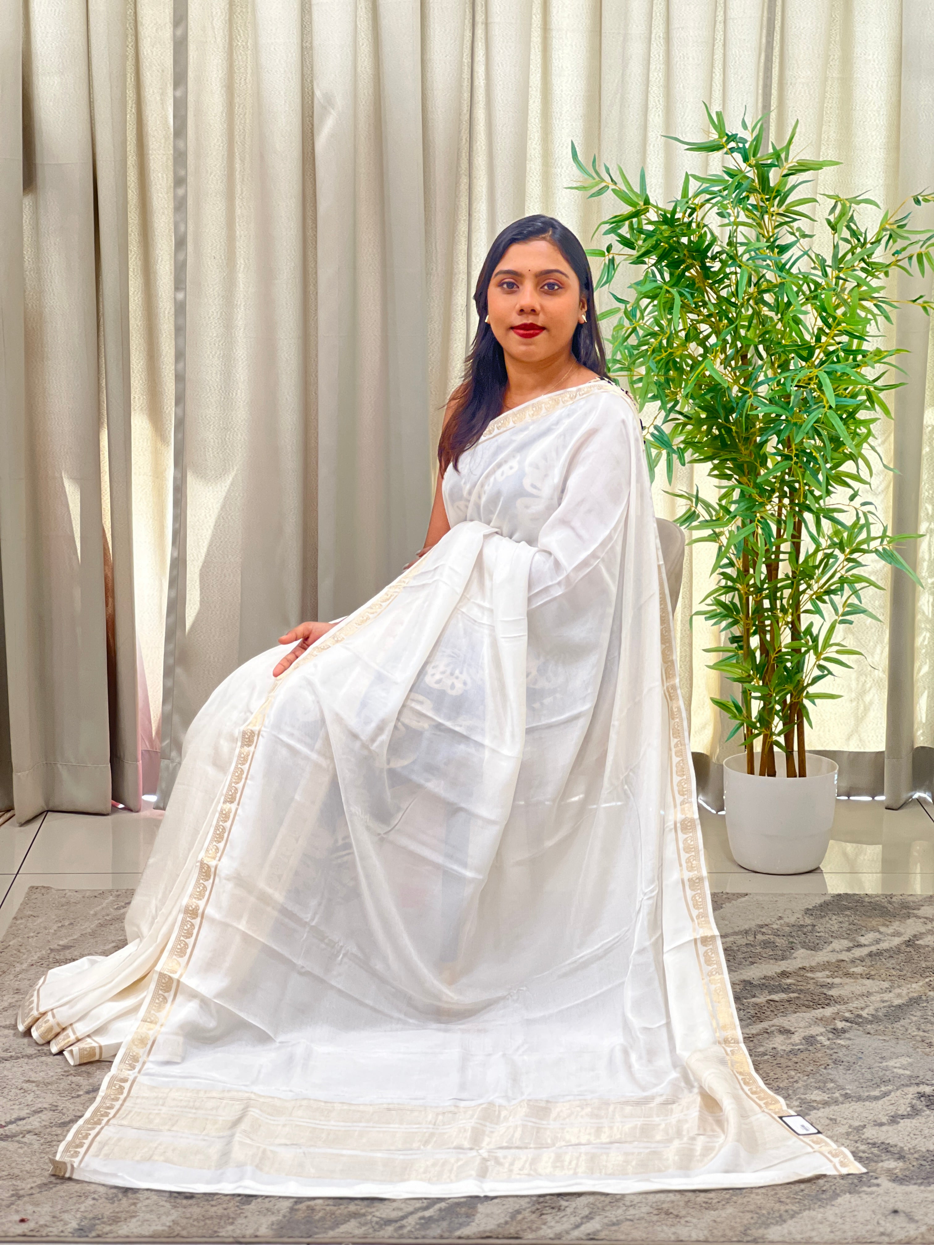 Elephant Motifs Pattern Crepe Silk Saree | GOT102