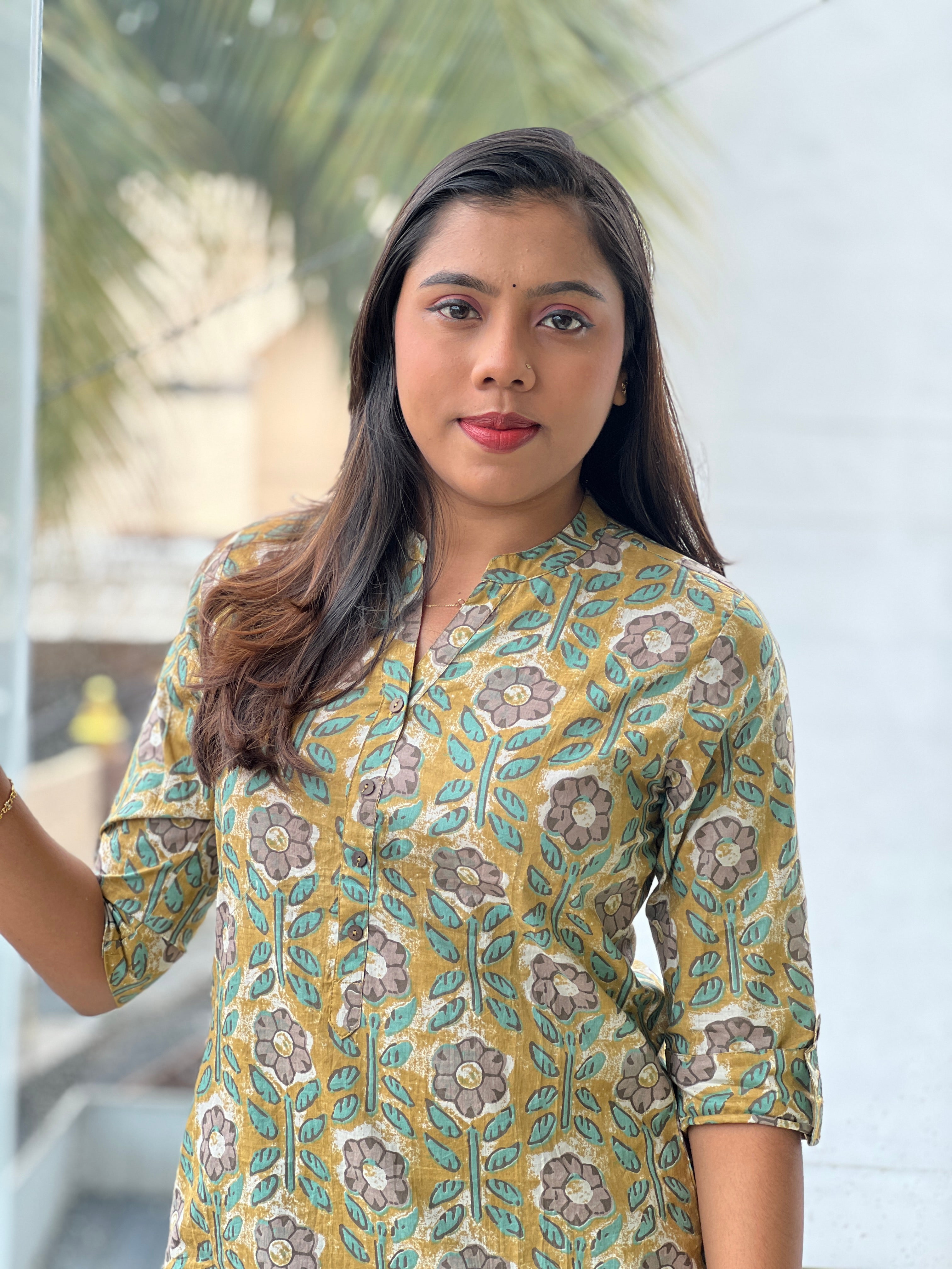 Floral Printed Pattern Cotton Kurta | PGI154