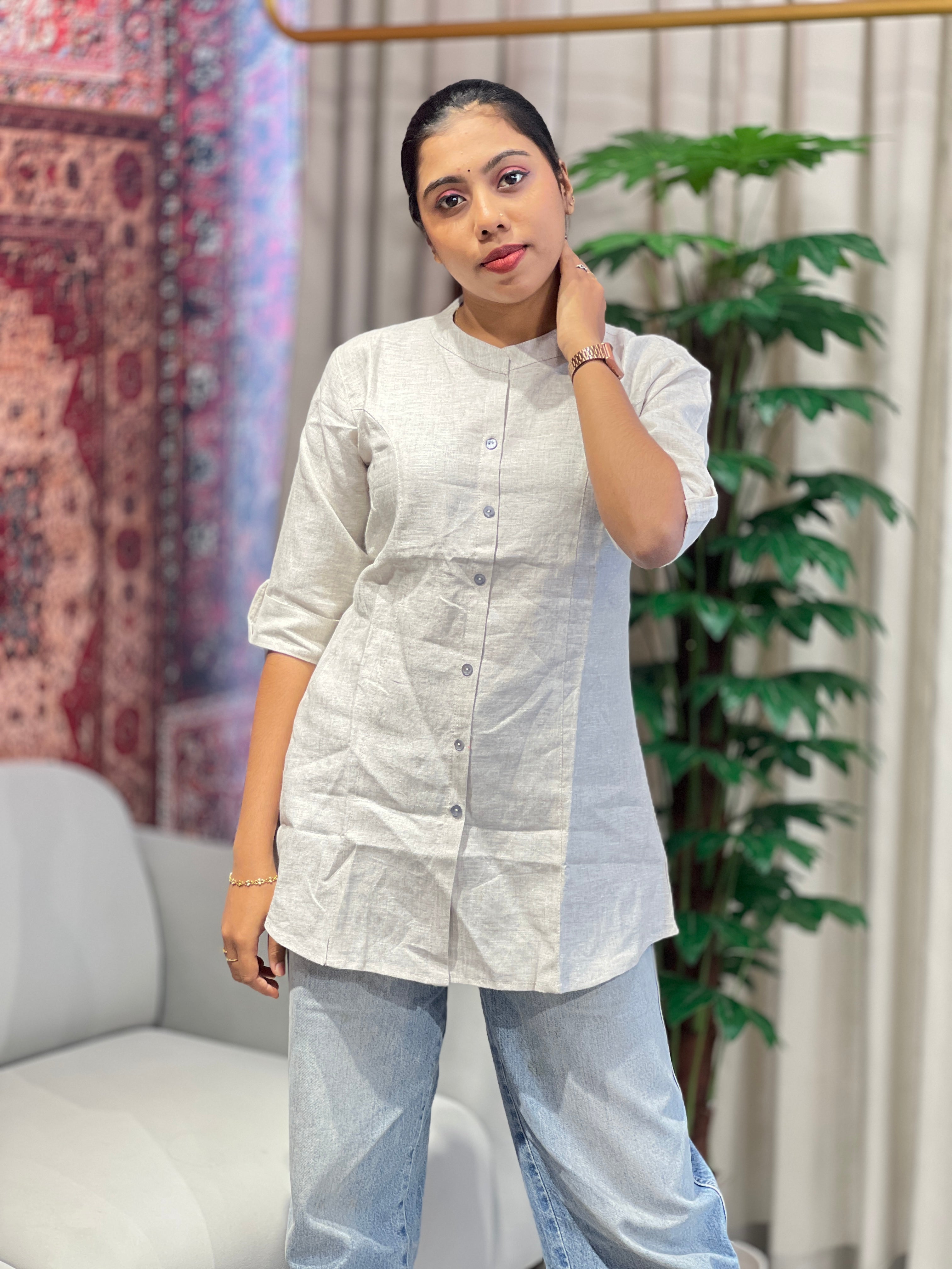 Solid Cotton Short Kurta | AKE101