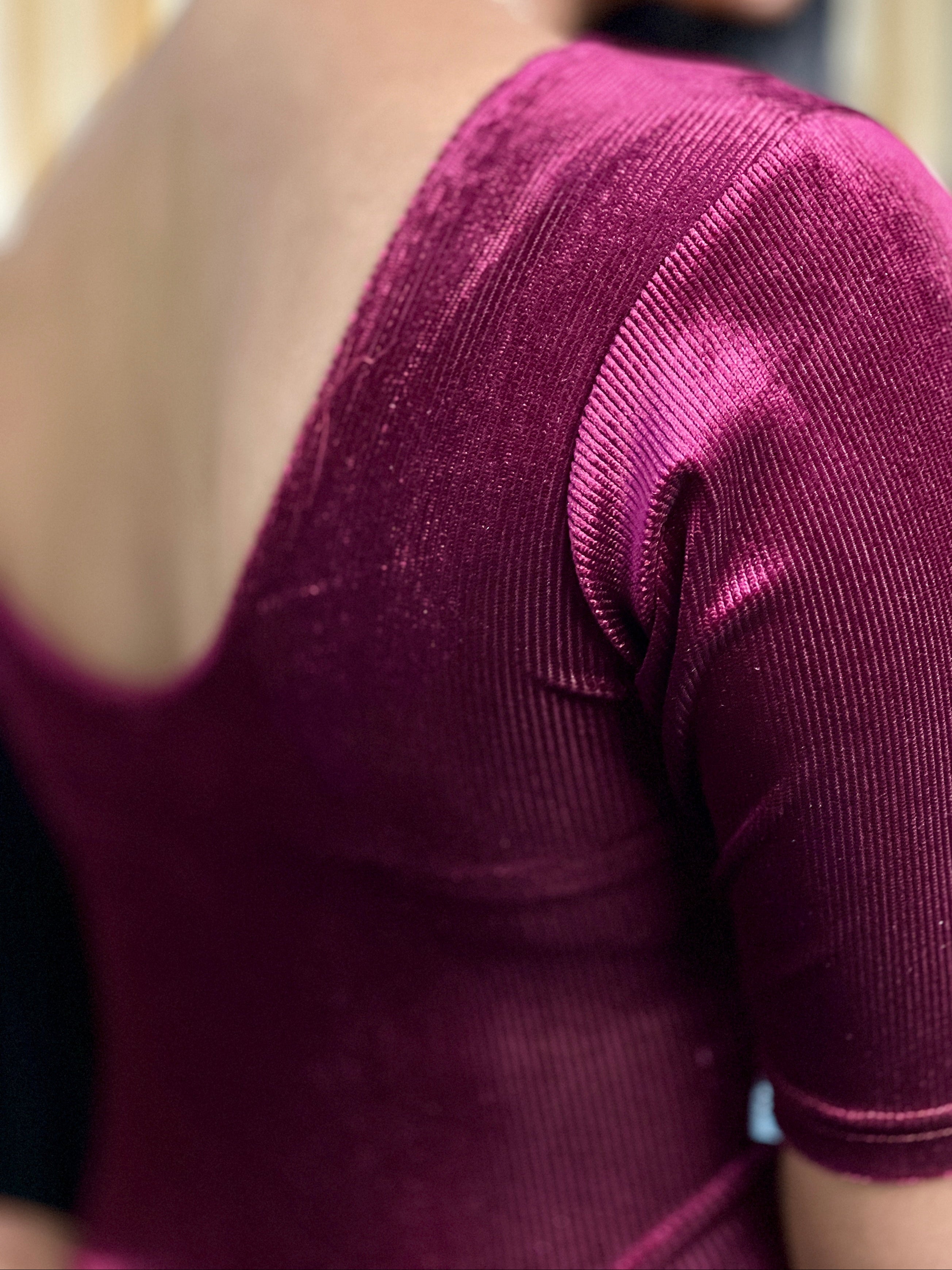 Solid Patterned Velvet Stitched Blouse | ALA112