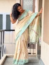 Hand Embroidery Highlighted Semi Tussar Saree | DVS132