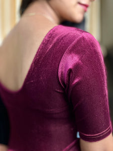 Solid Patterned Velvet Stitched Blouse | ALA112