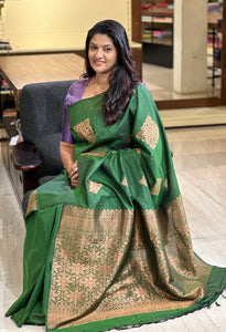 Antique Golden Zari Buta Weaved Chanderi Saree | AHR361