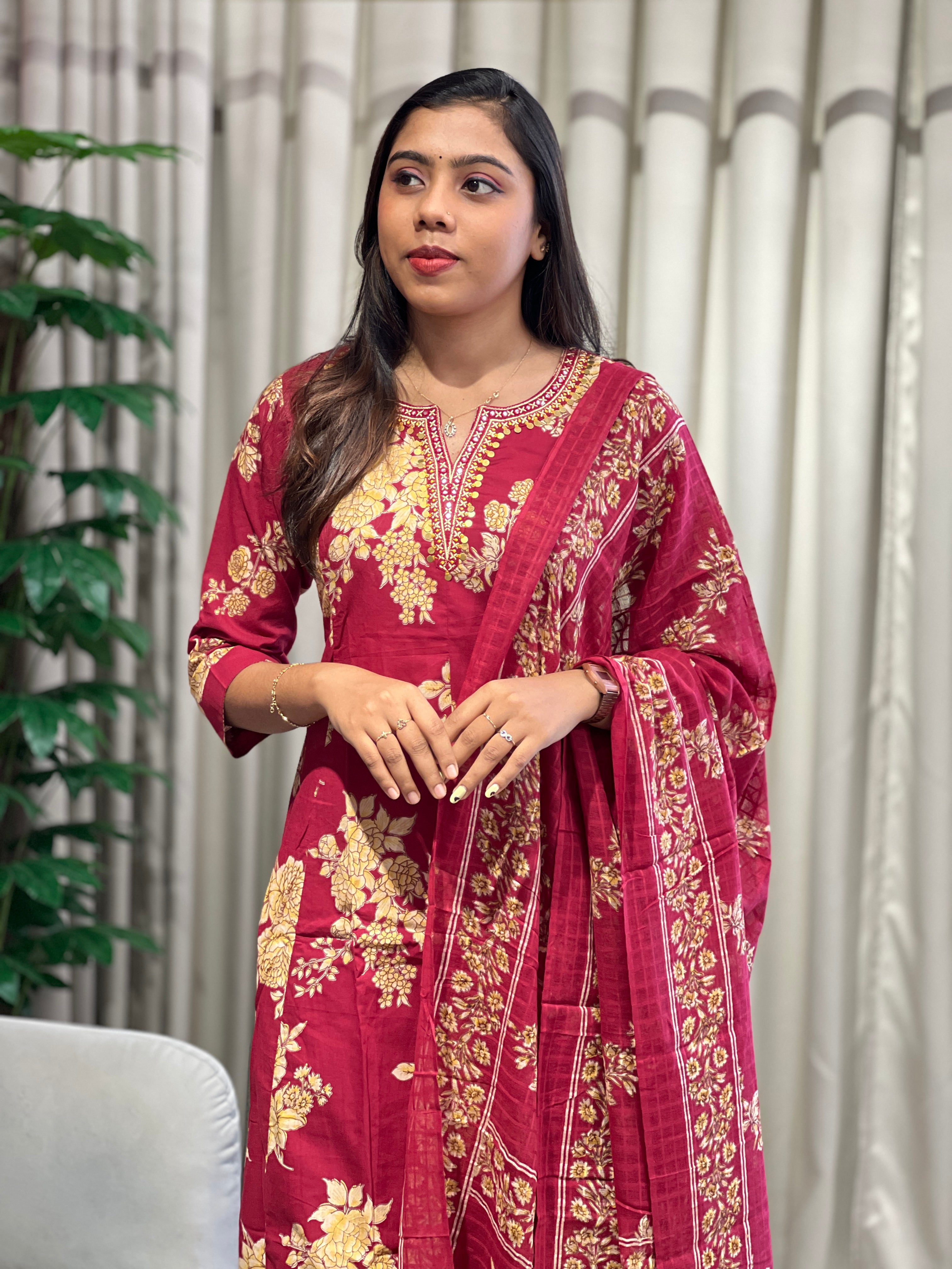 Floral Printed Cotton Kurta Set | PGI328