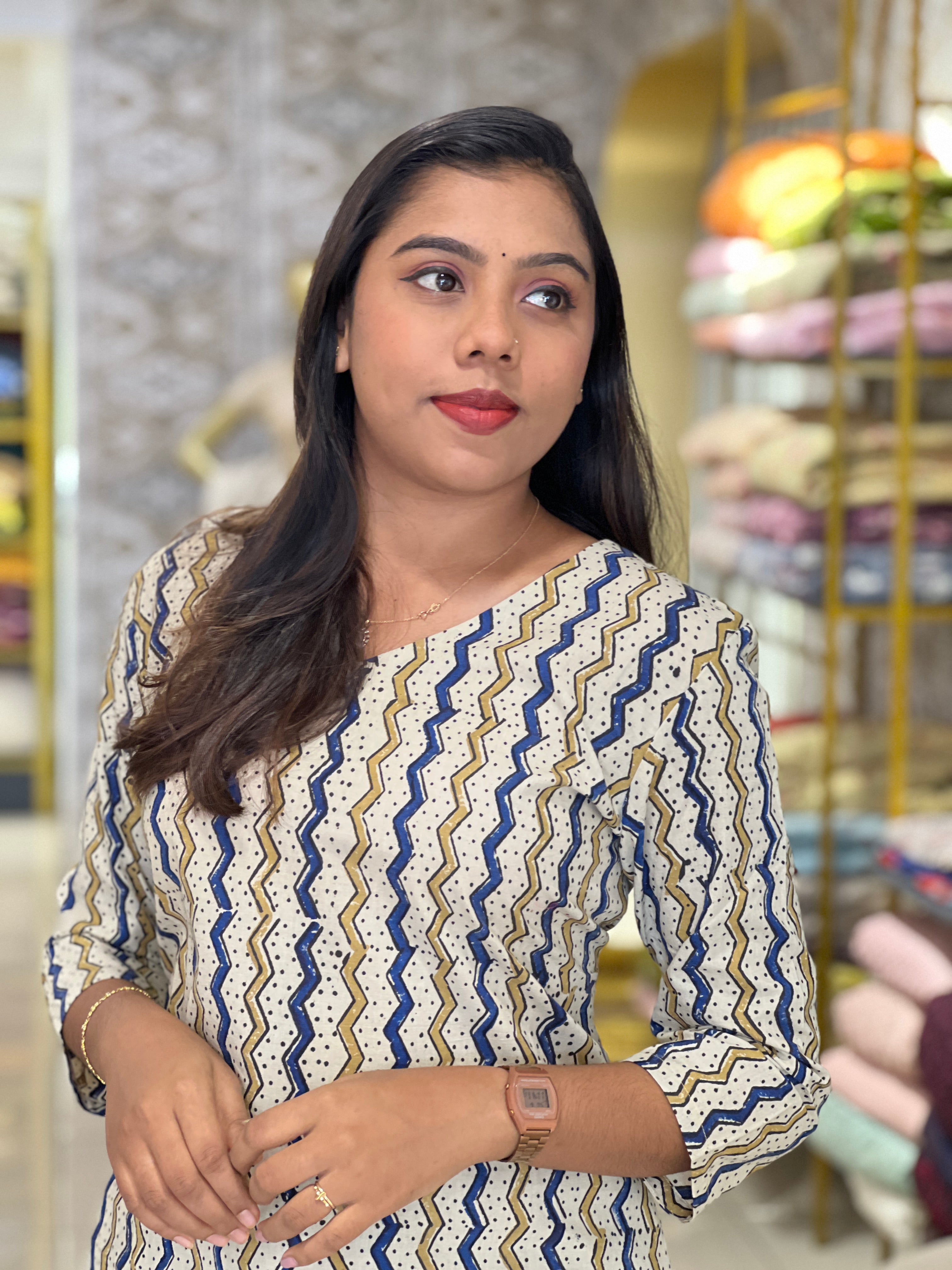 Zig Zag Pattern Cotton Kurta Set | DNT745