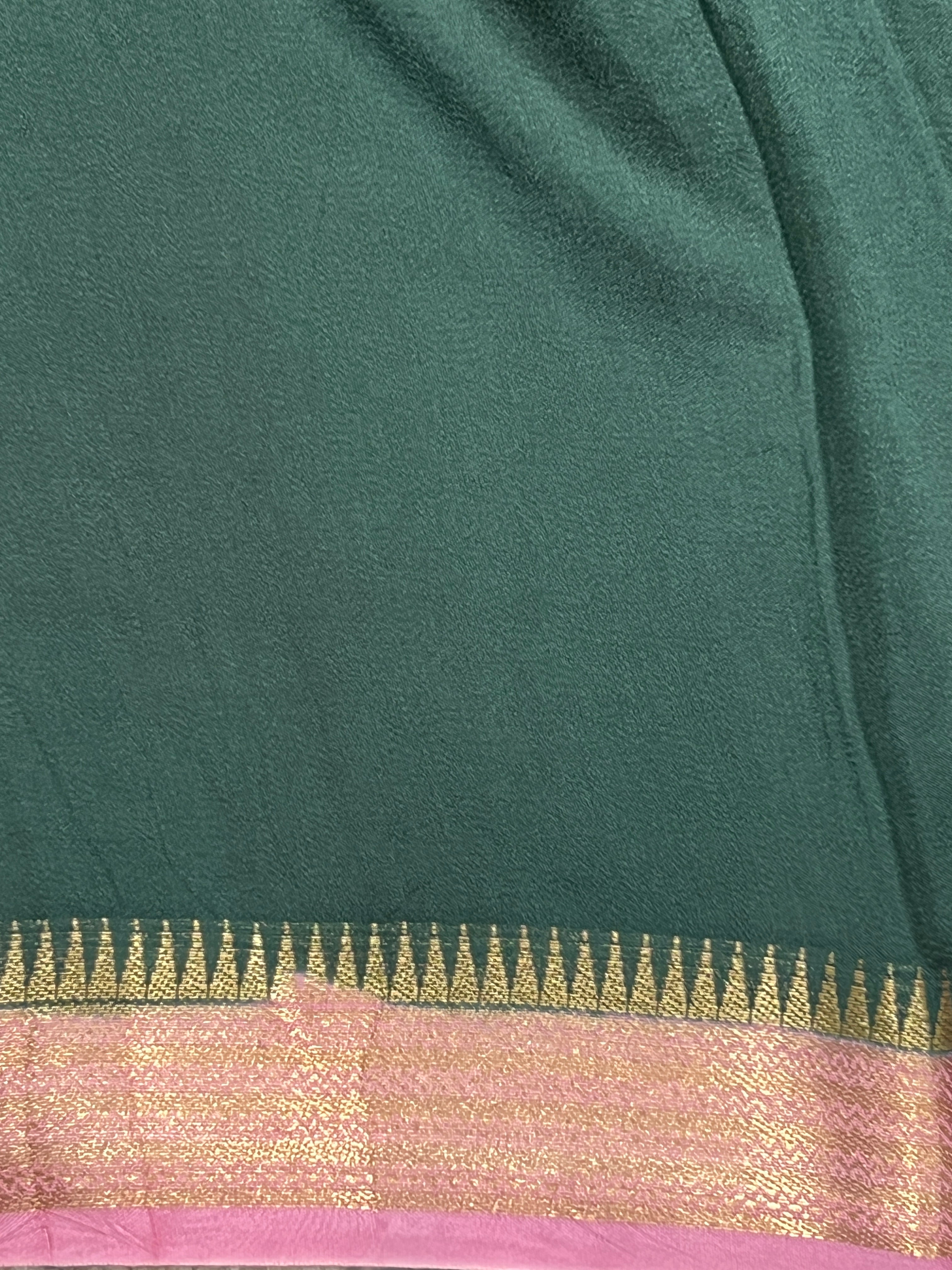 Temple Border Pattern Crepe Silk Saree | GOT105