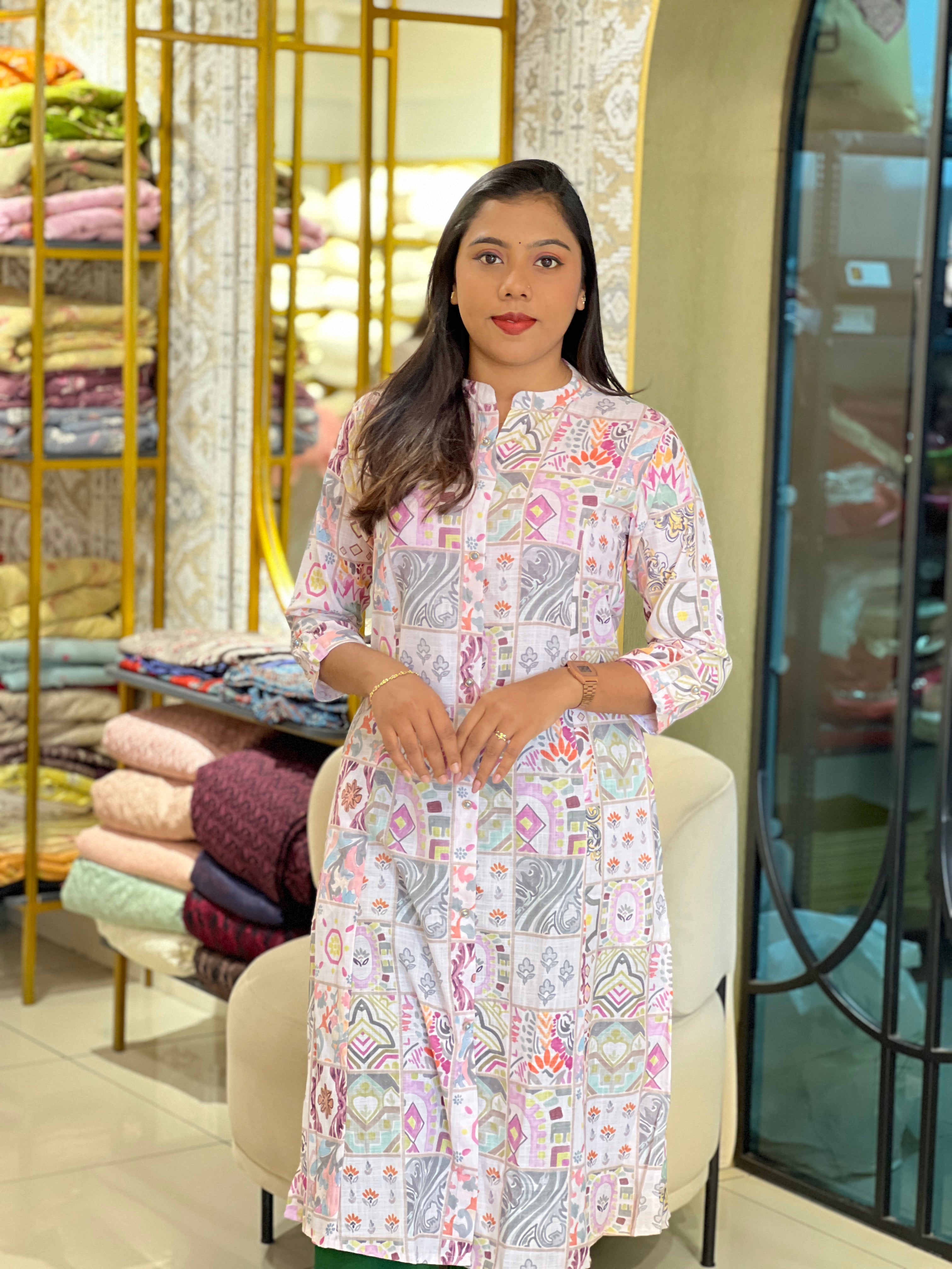 Printed Pattern Rayon Kurta | AFD115
