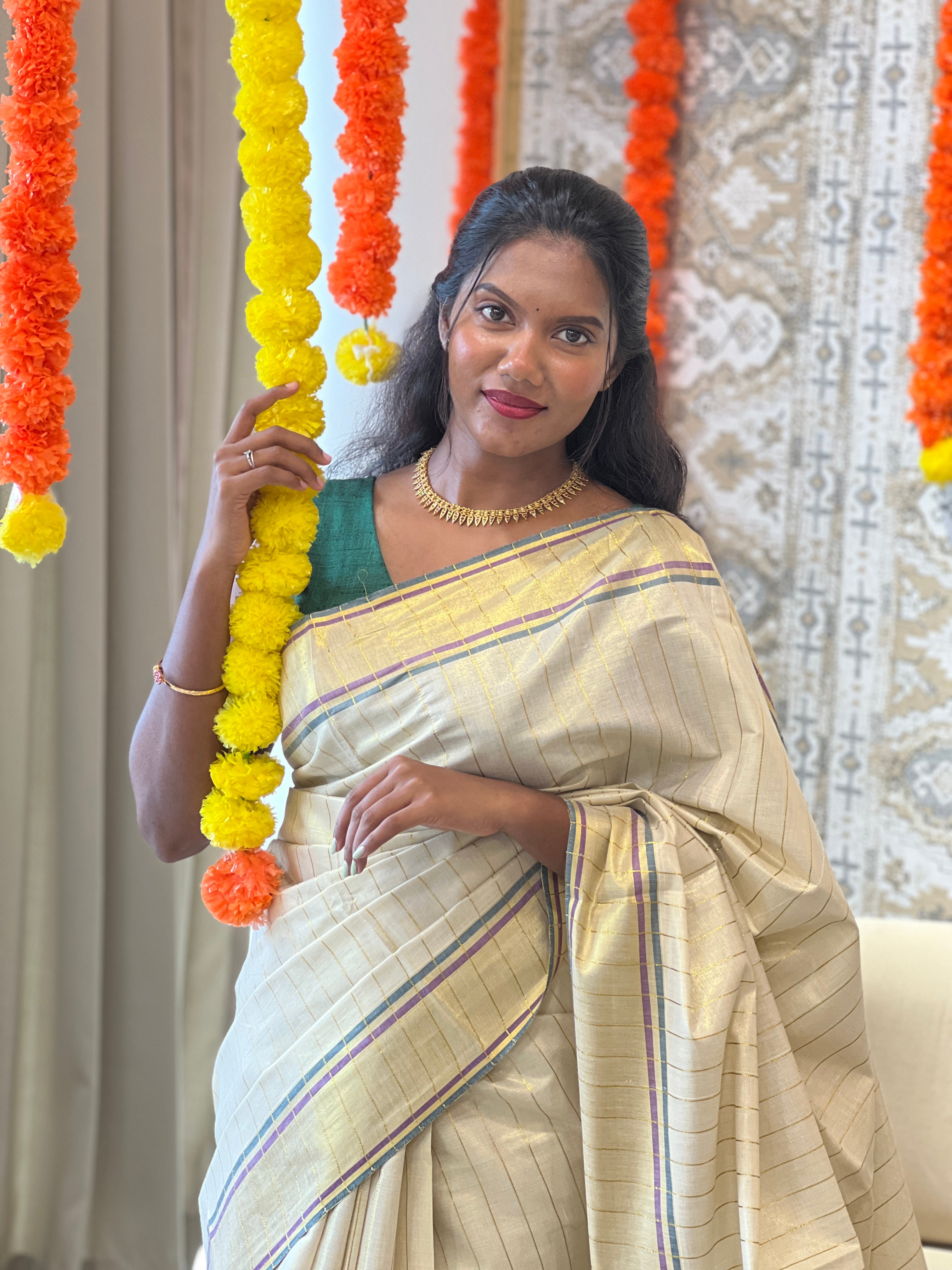 Line Woven Kerala Cotton Saree |  RLF138