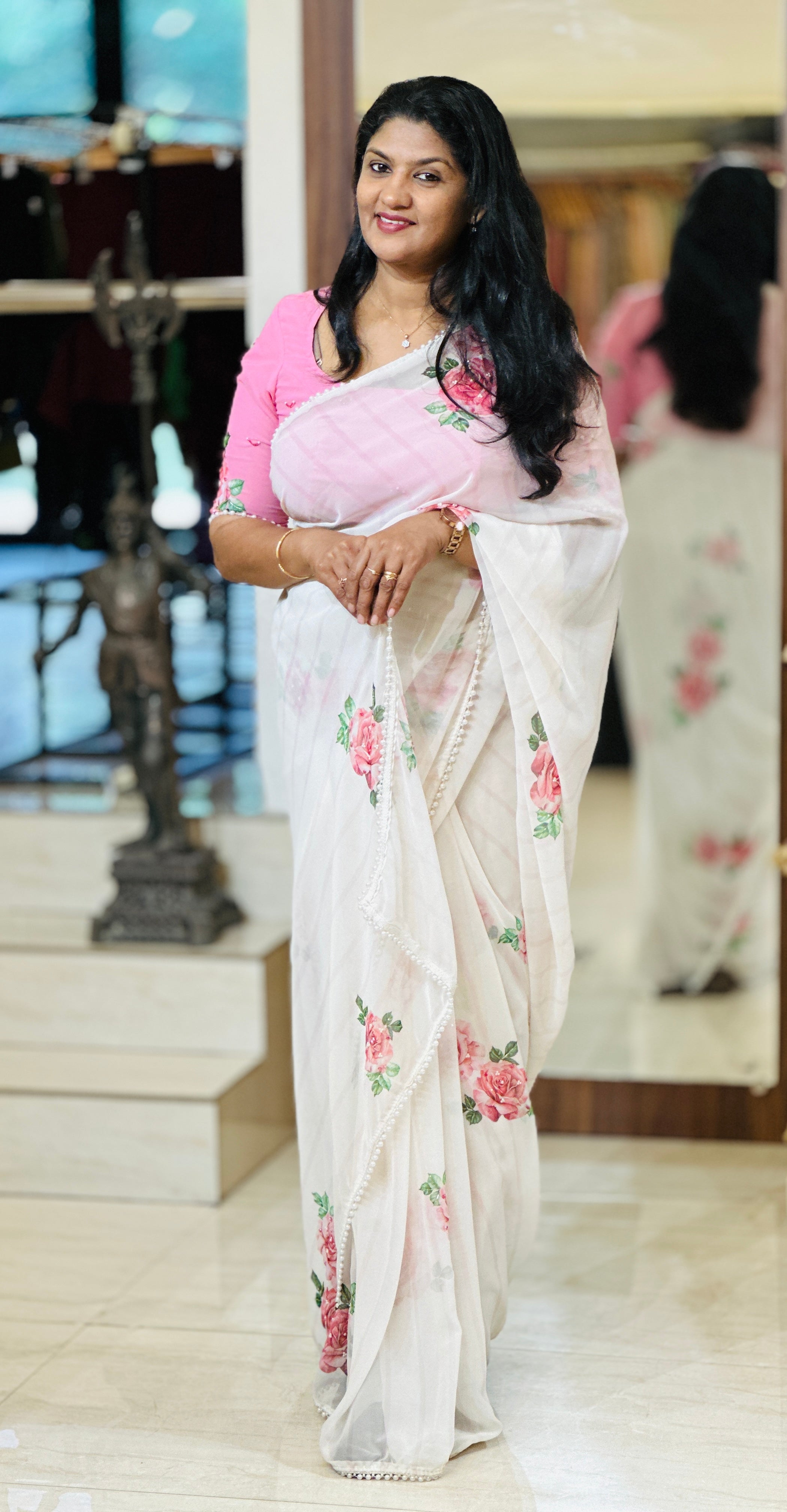Floral Digital Printed Georgette Saree | HT197