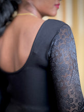 Floral Net Sleeves Detailed Velvet Stitched Blouse | ALA138