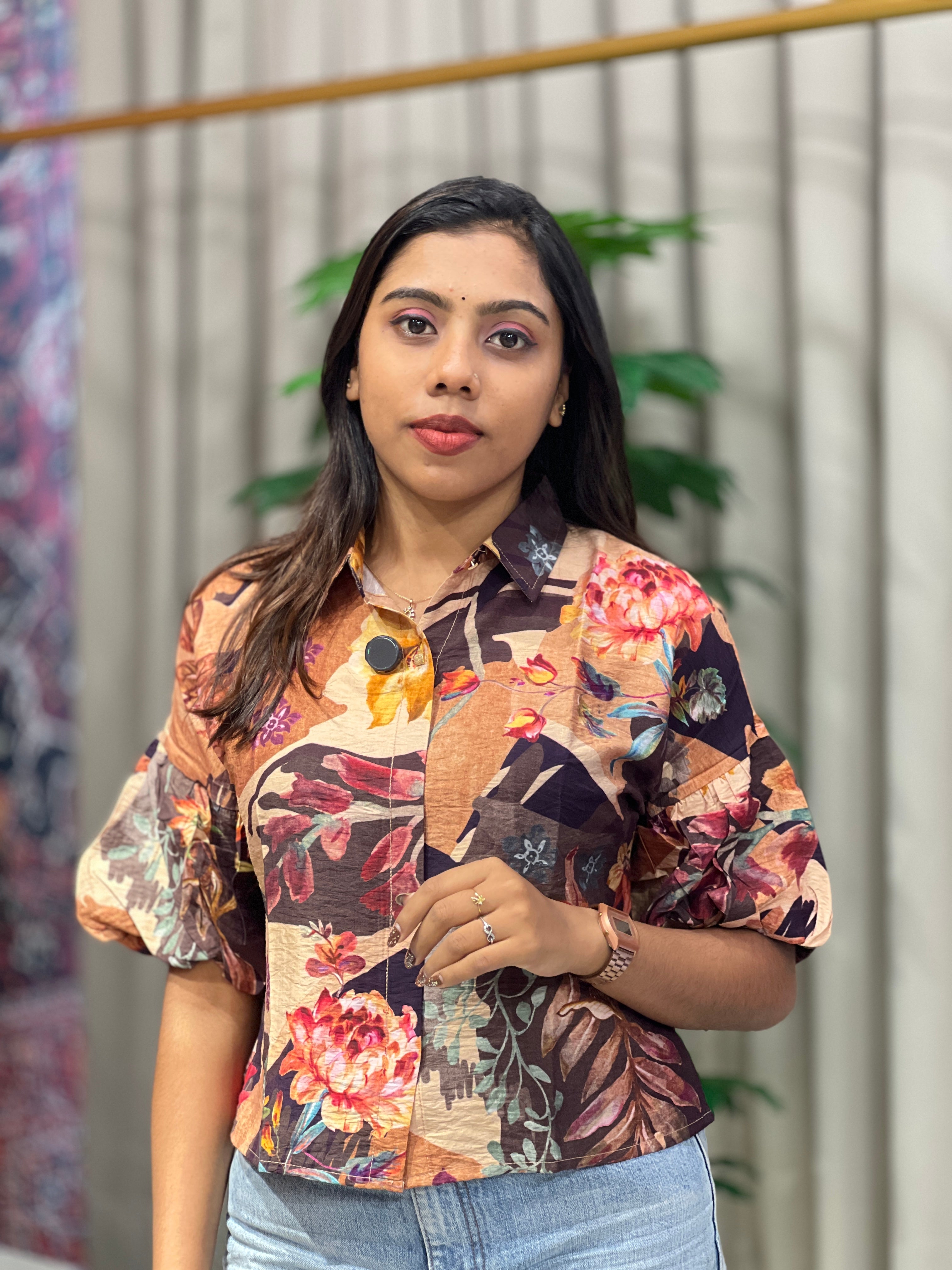 Floral Printed Muslin Finish Short Kurta | PGI273