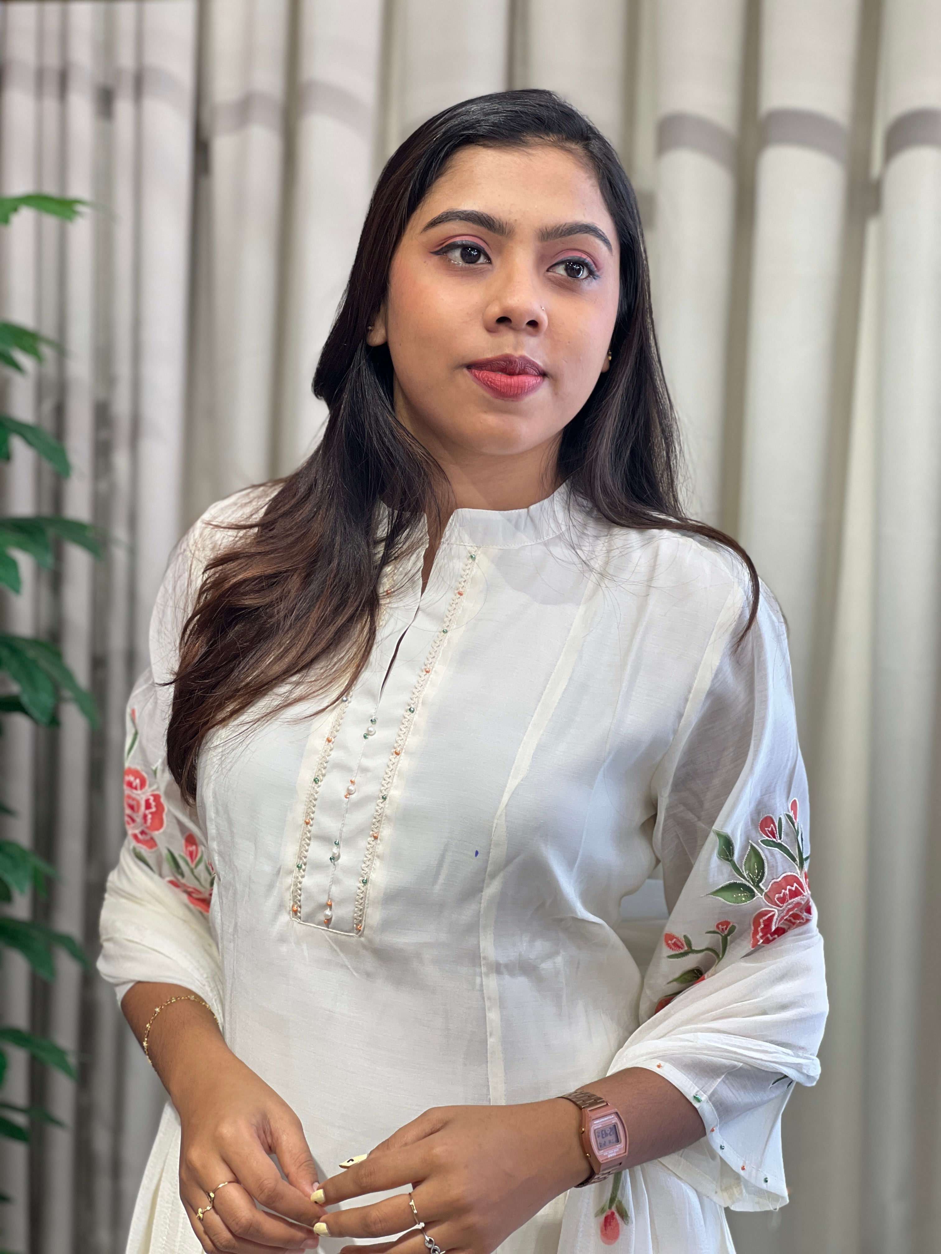 Floral Printed Mul Chanderi Kurta Set | PGI335