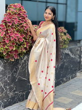 Polka Dot Weaved Semi Silk Saree | HT195