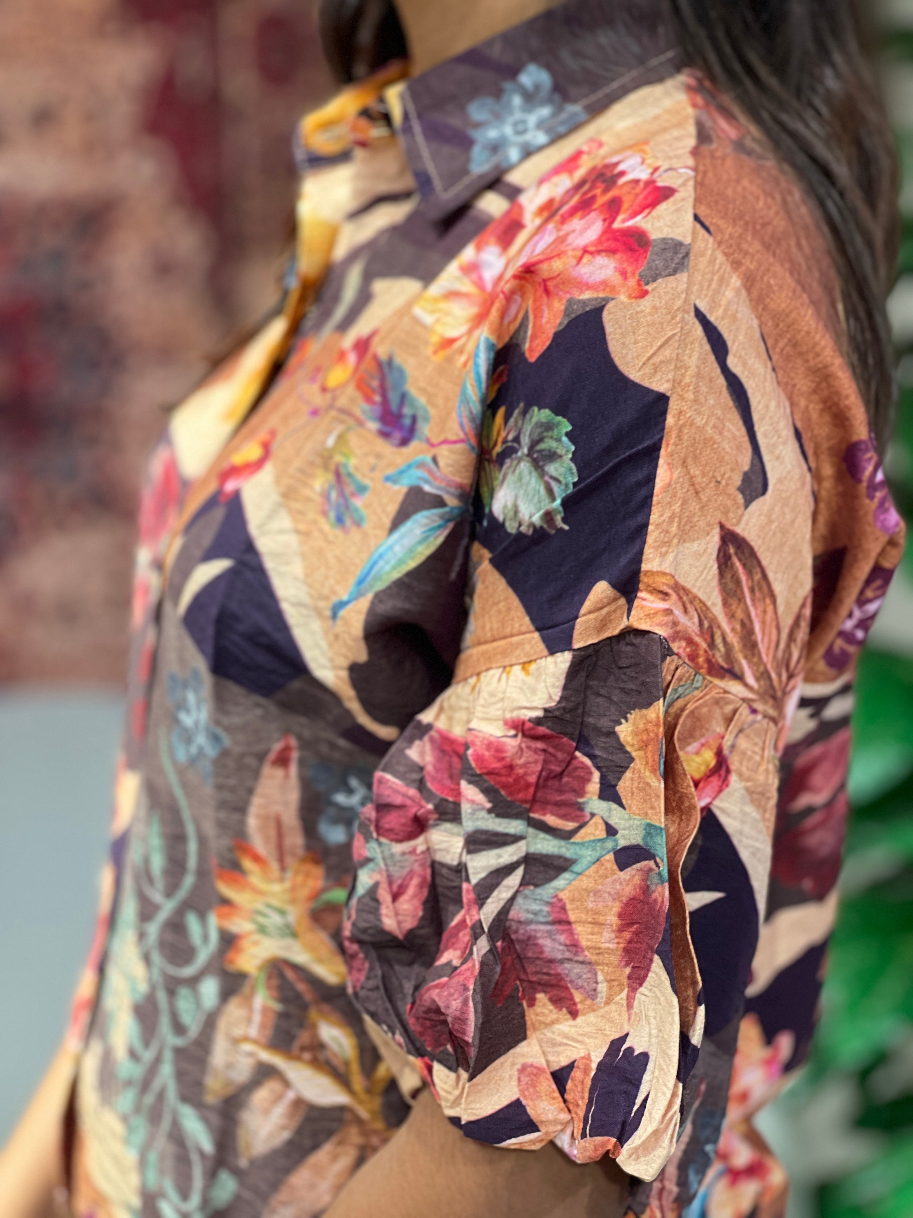 Floral Printed Muslin Finish Short Kurta | PGI273