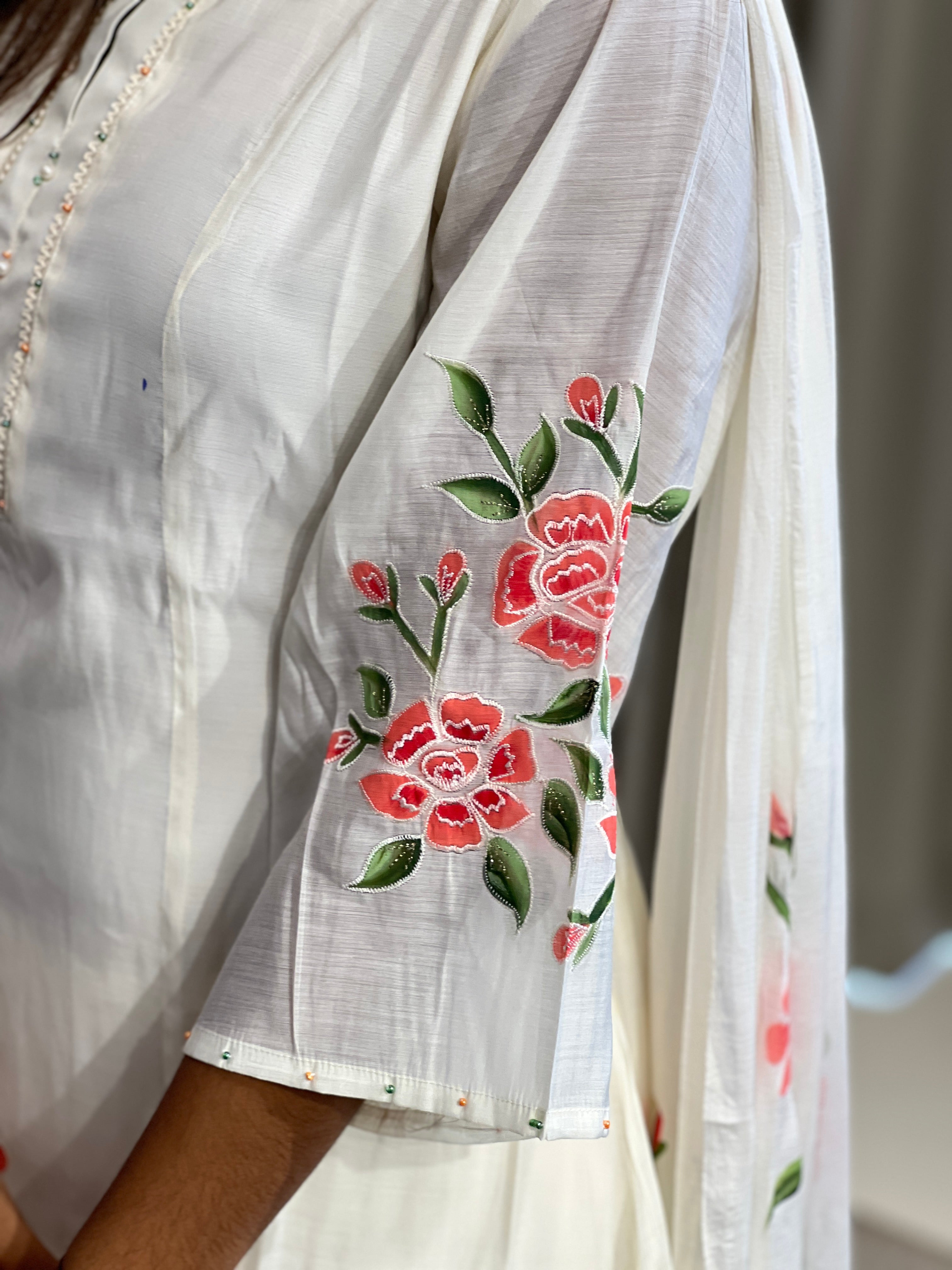 Floral Printed Mul Chanderi Kurta Set | PGI335