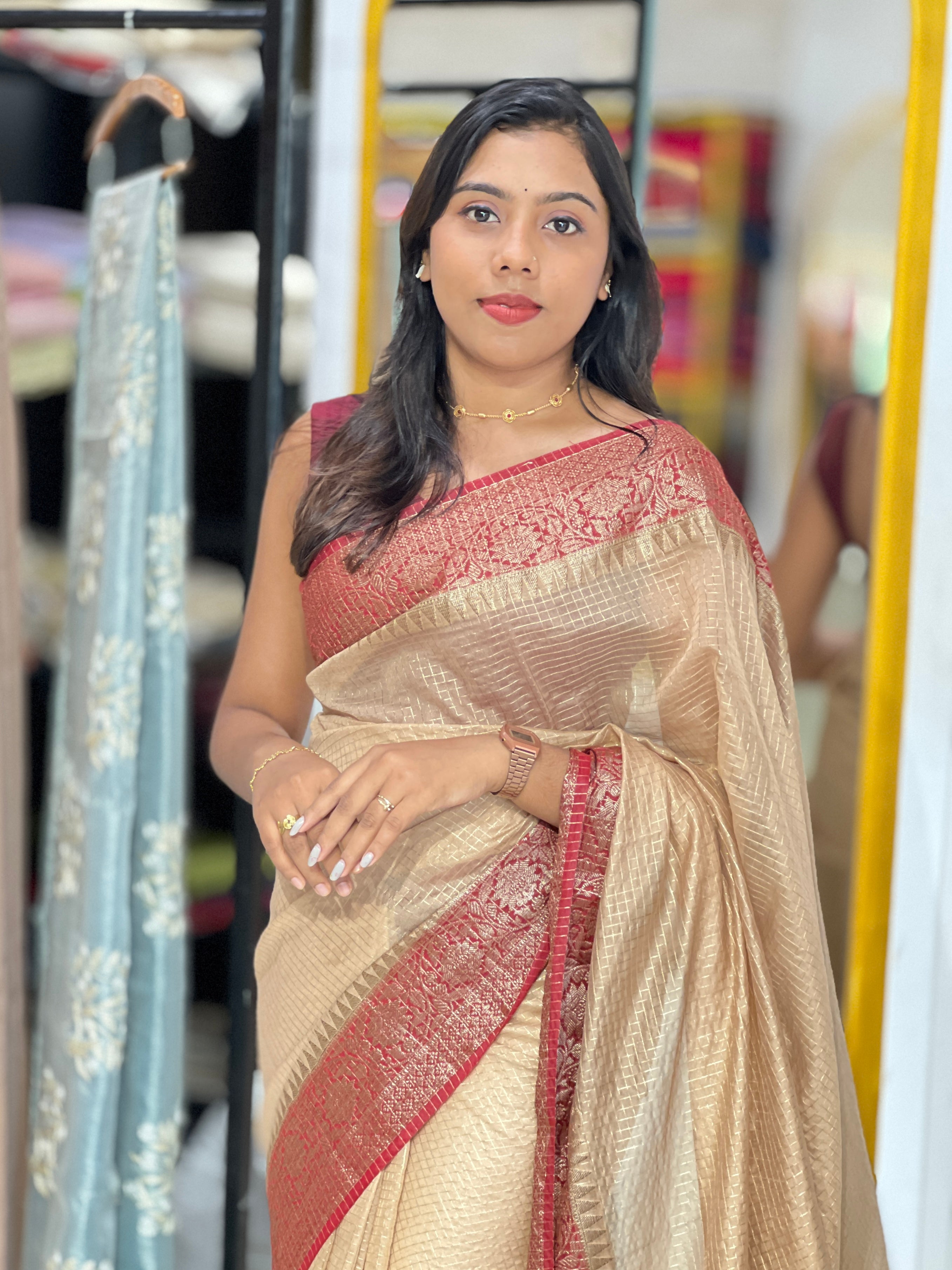 Check Pattern Pattern Semi Silk Saree | ZSS393