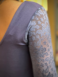 Floral Net Sleeves Detailed Velvet Stitched Blouse | ALA135