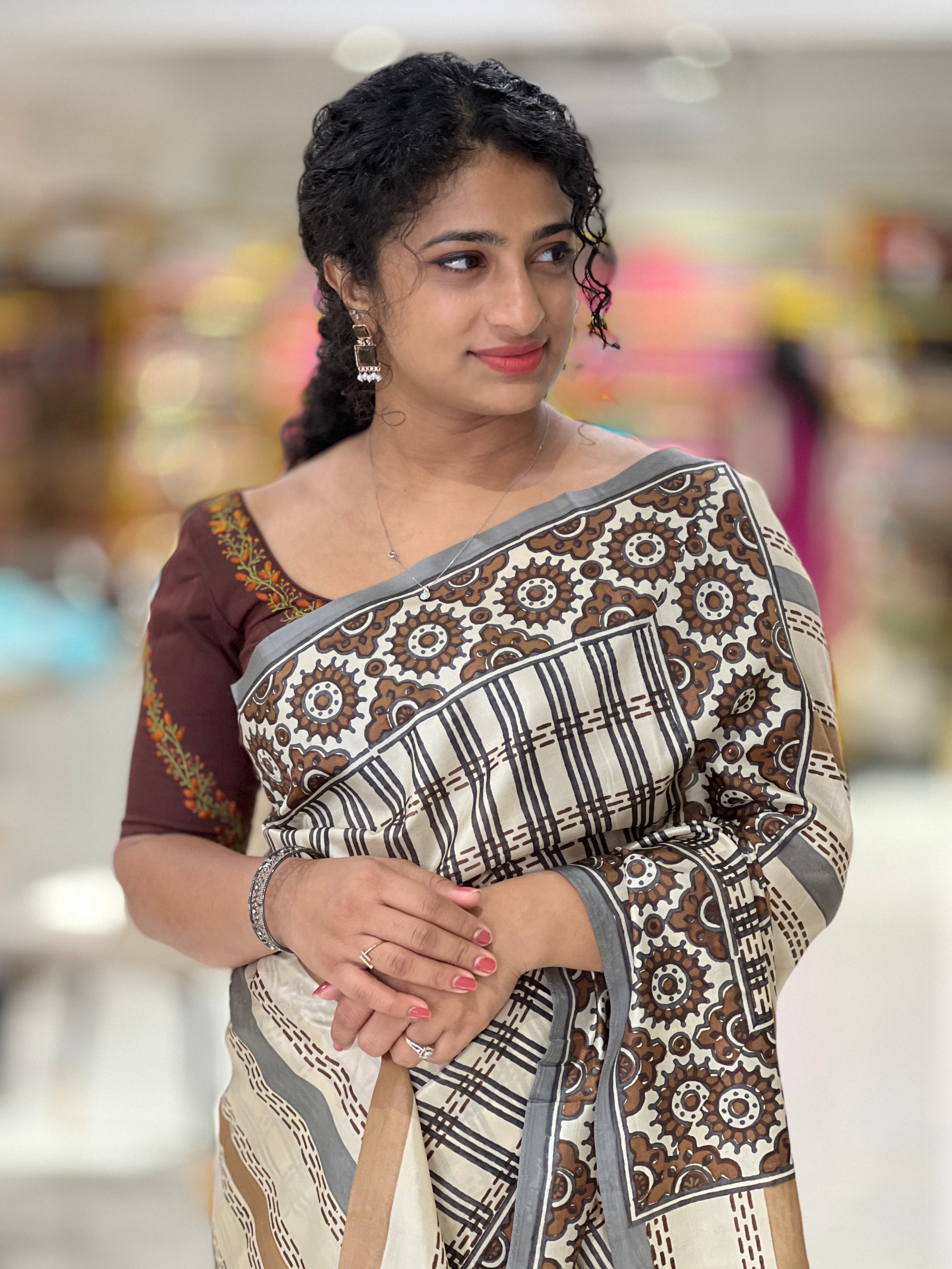Block Printed Silk Saree | SIK130