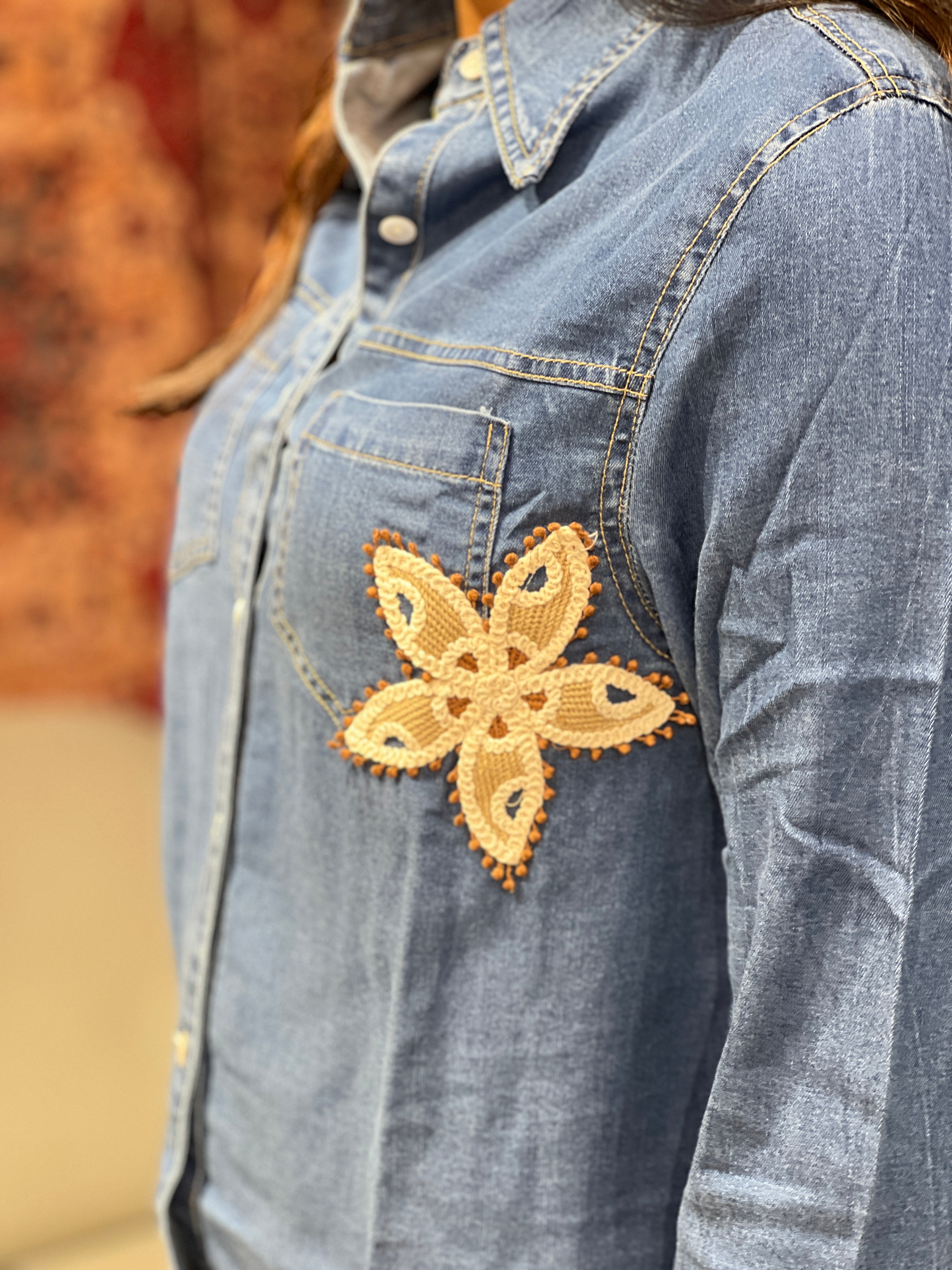 Embroidery Detailed Denim Short Kurta | PGI281