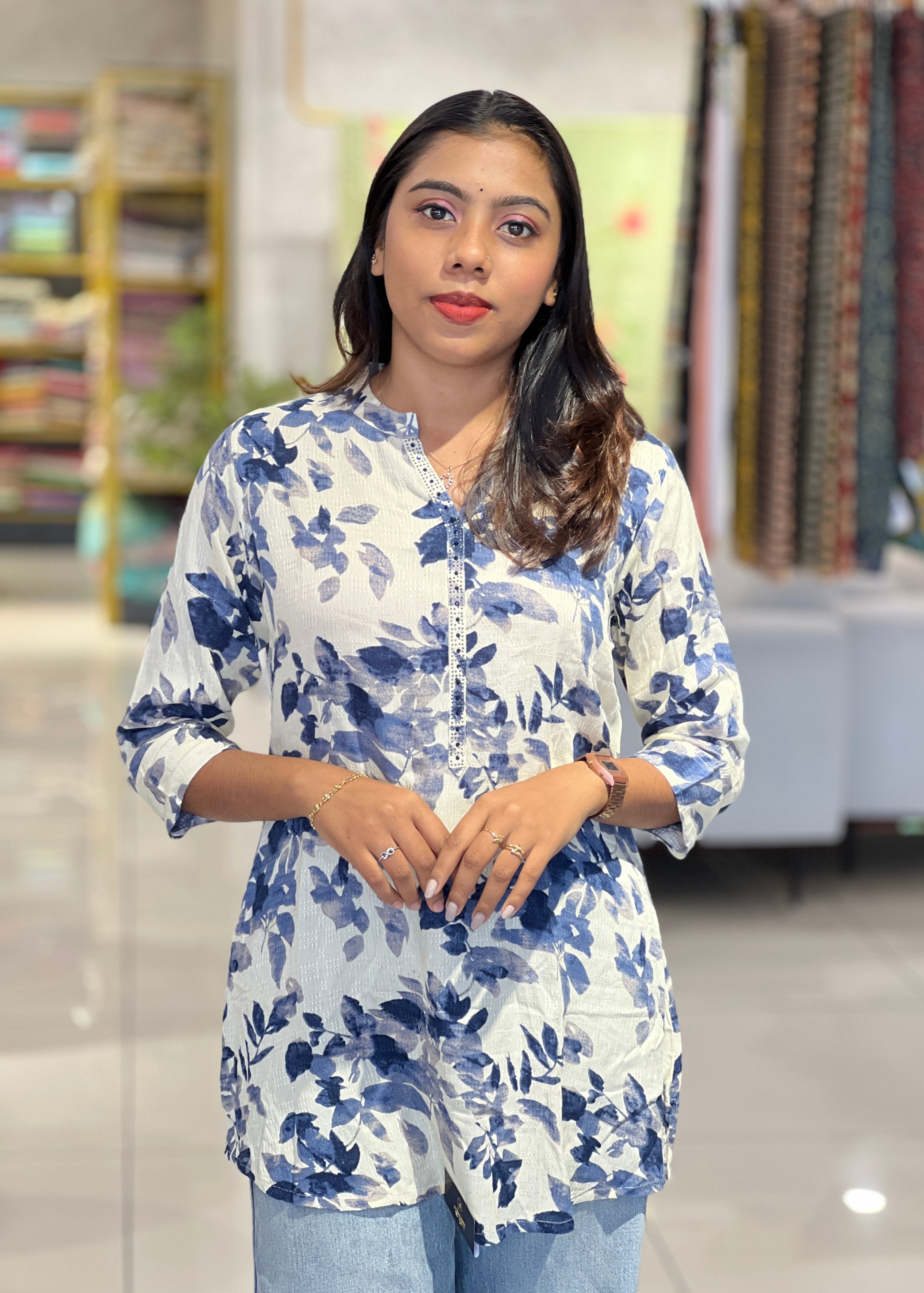 Floral Printed Soft Cotton Short Kurta | NIO123