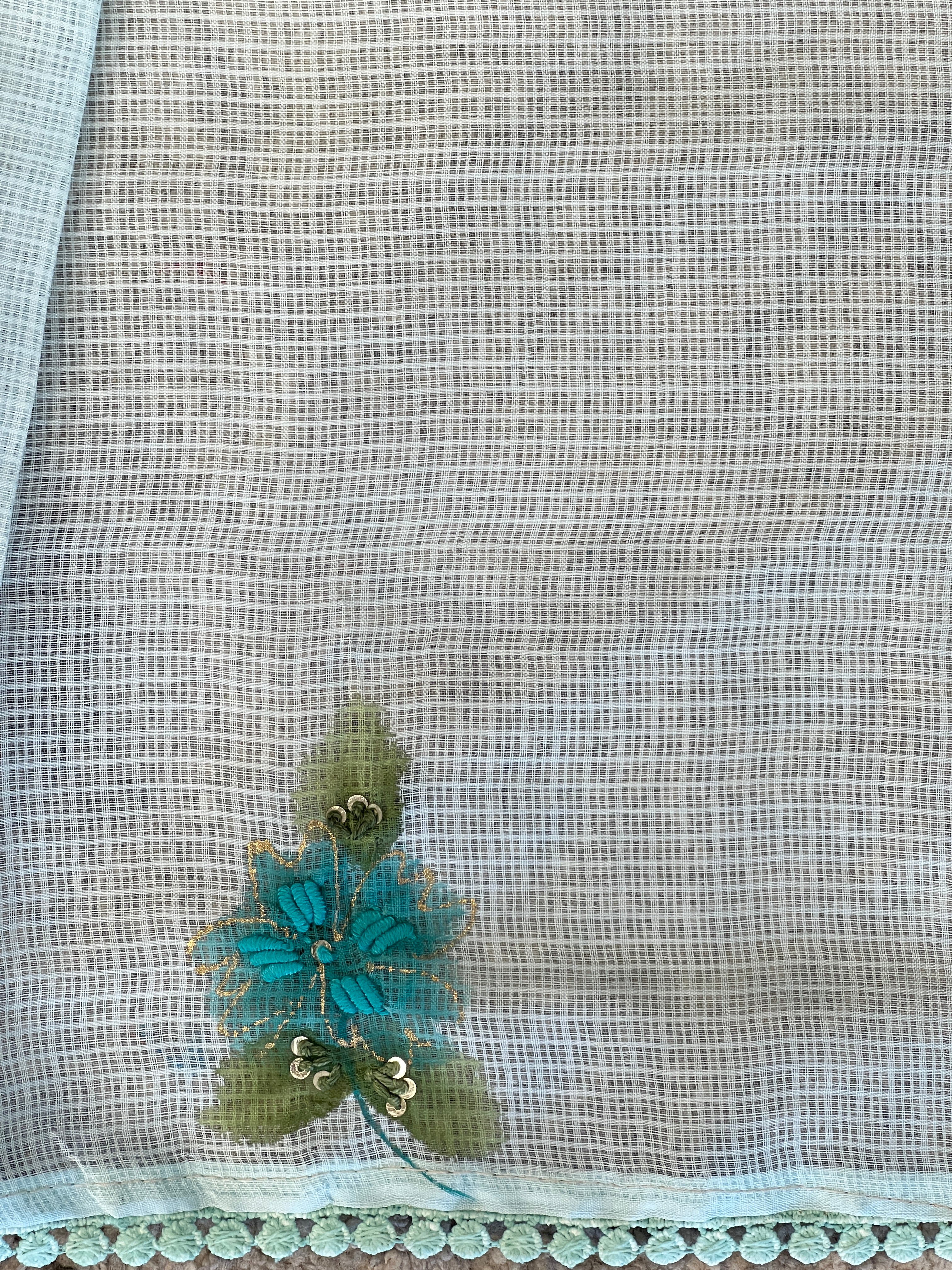 Floral Paint With Embroidery Highlighted Kota Saree | BLD1974