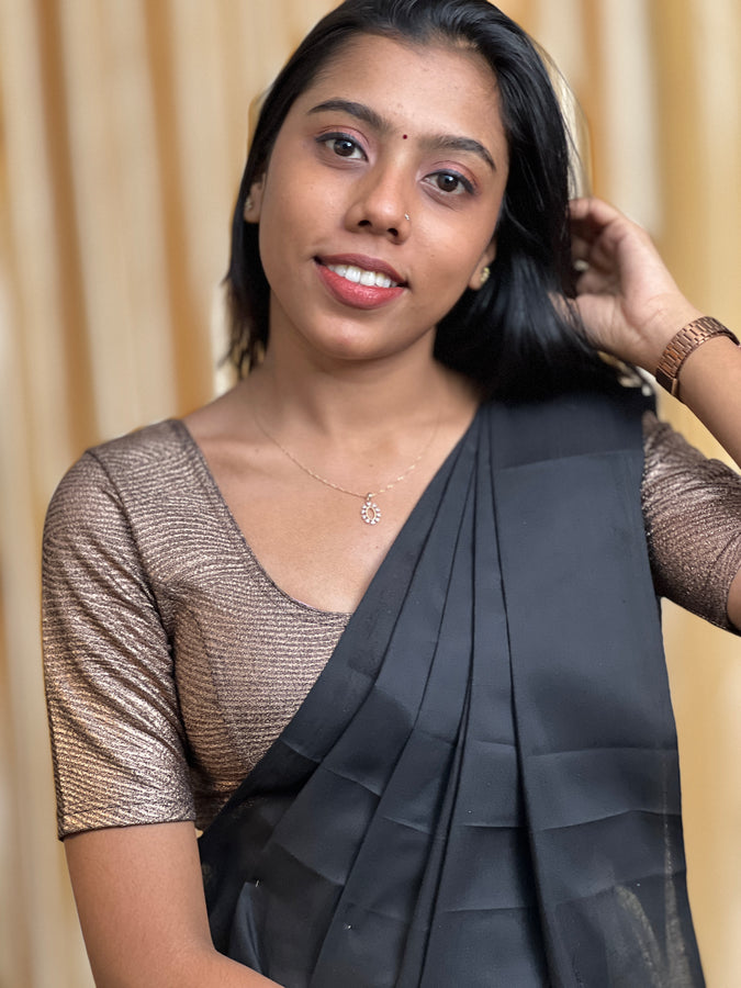 Solid Patterned Knitted Shimmer Stitched Blouse | ALA124