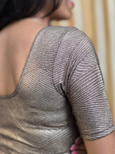 Solid Patterned Knitted Shimmer Stitched Blouse | ALA124