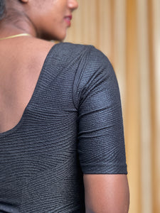 Solid Patterned Knitted Shimmer Stitched Blouse | ALA125