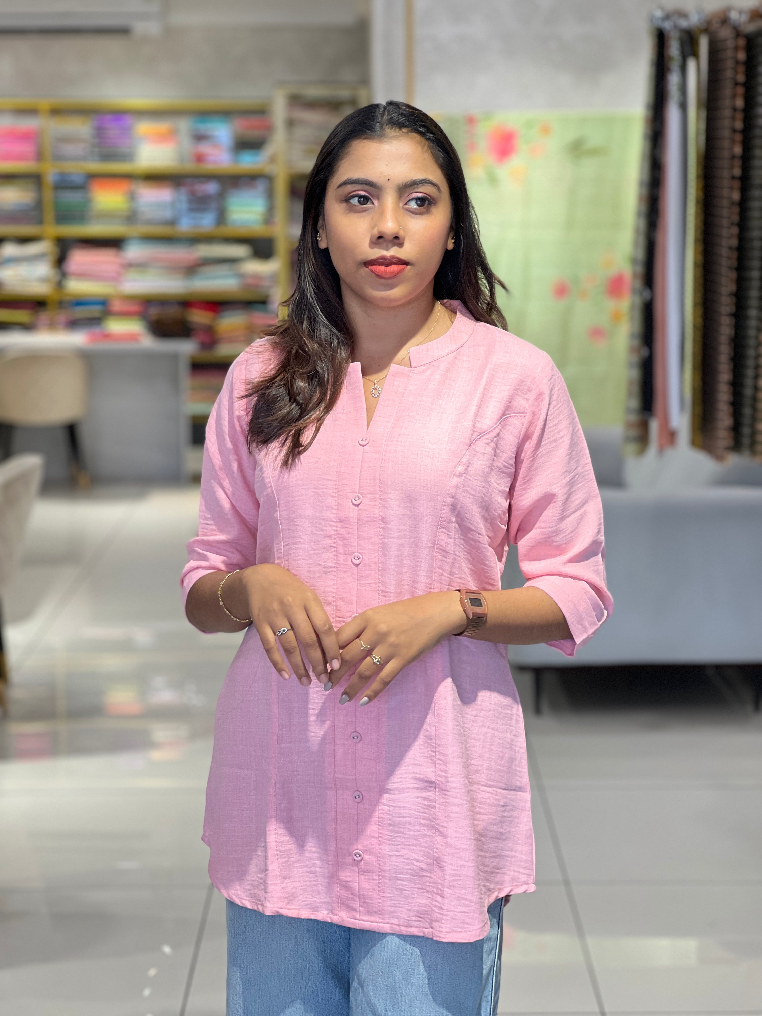 Solid Patterned Rayon Short Kurta | NIO115