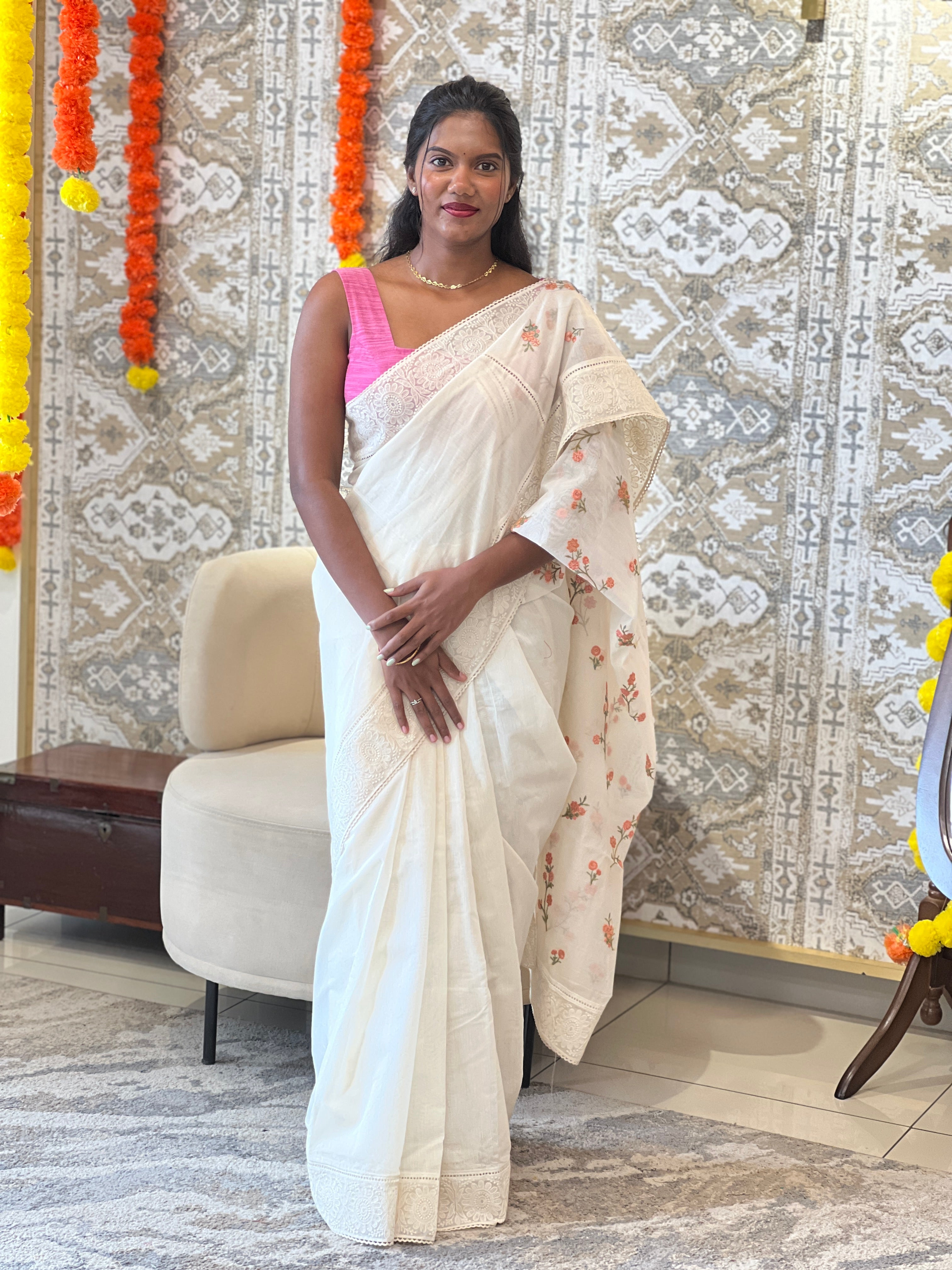 Embroidered Silk Chanderi Saree | MM555