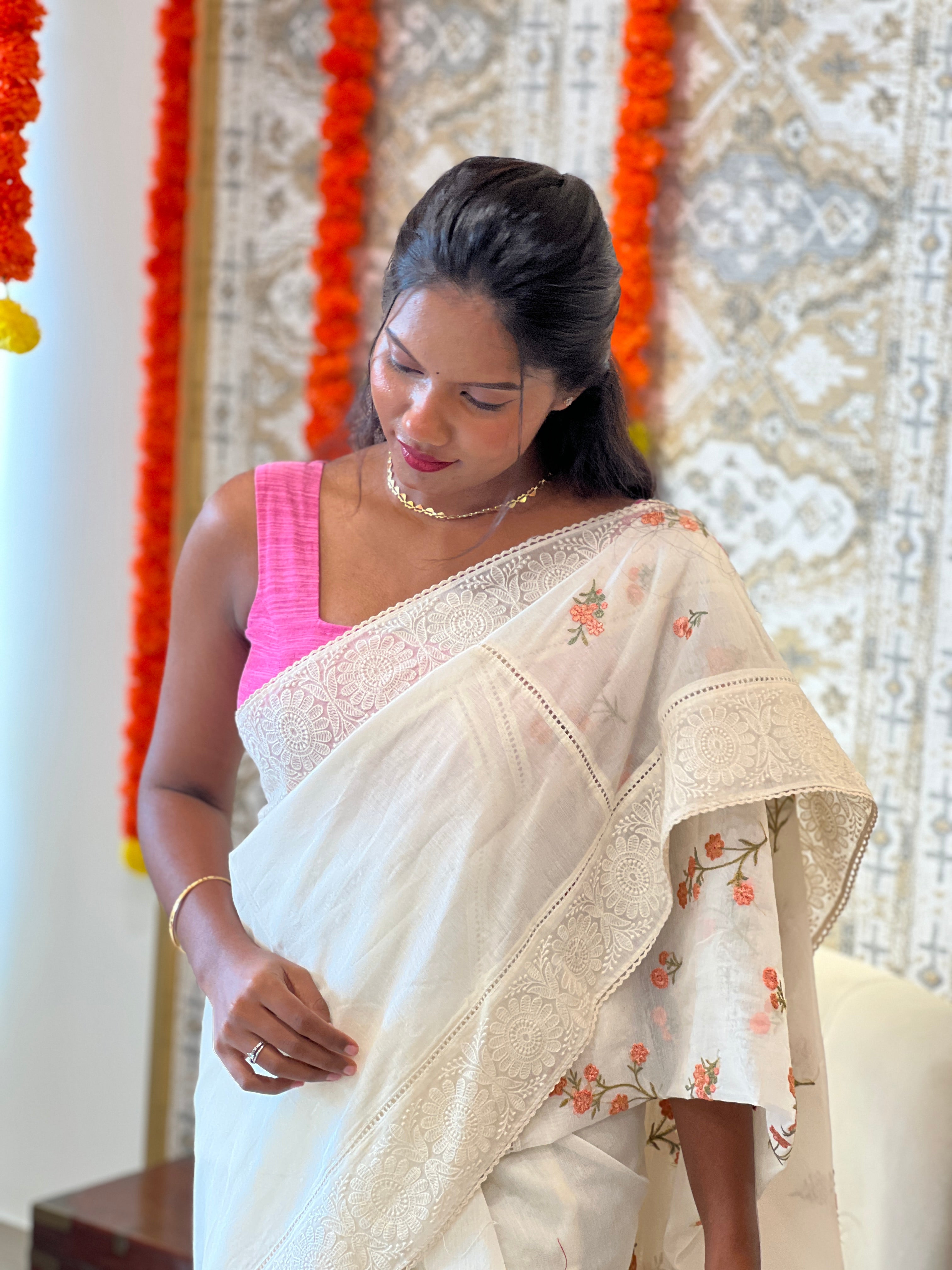 Embroidered Silk Chanderi Saree | MM555