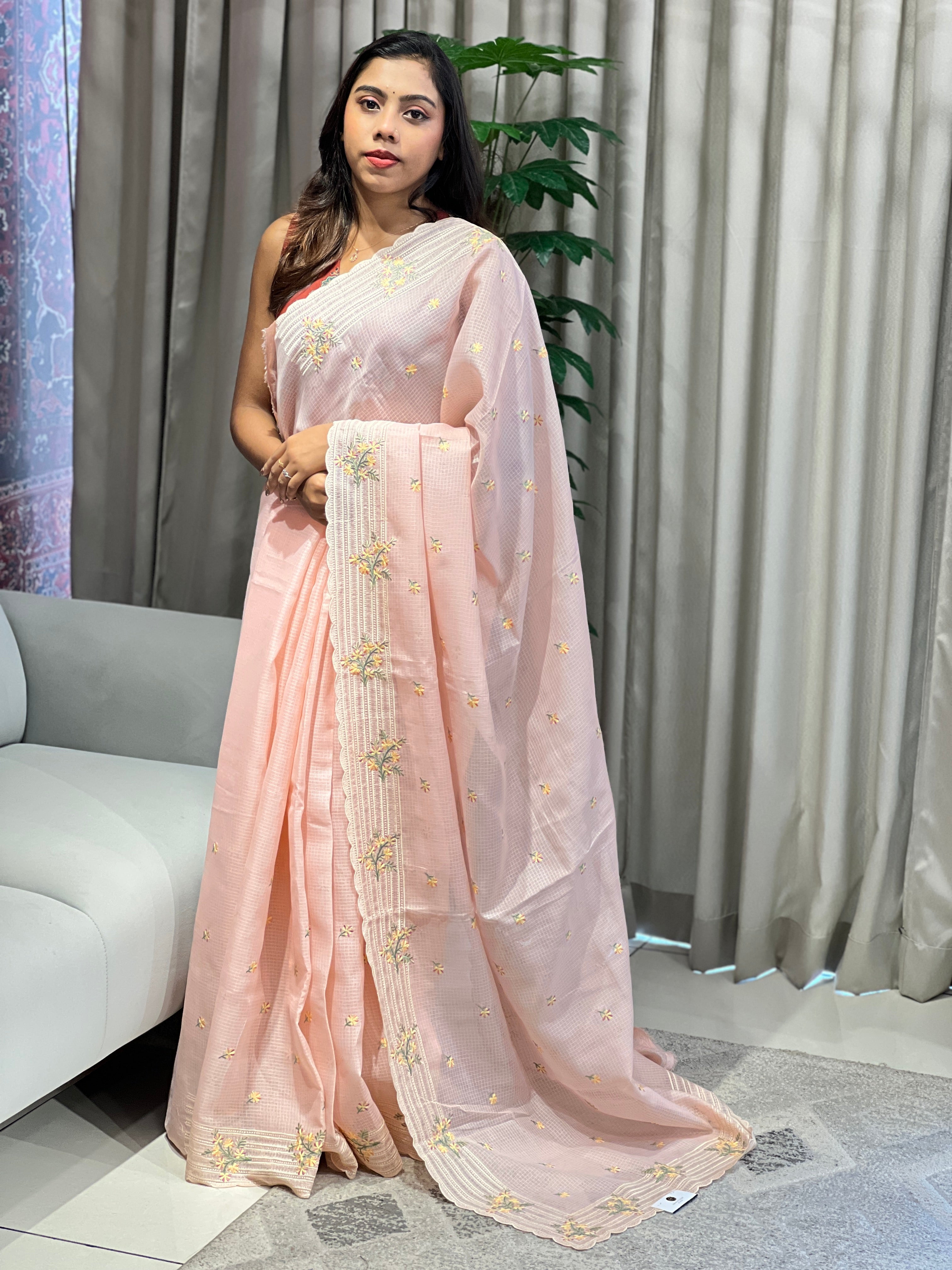 Floral Embroidery Detailed Silky Kota Saree | BLD1992