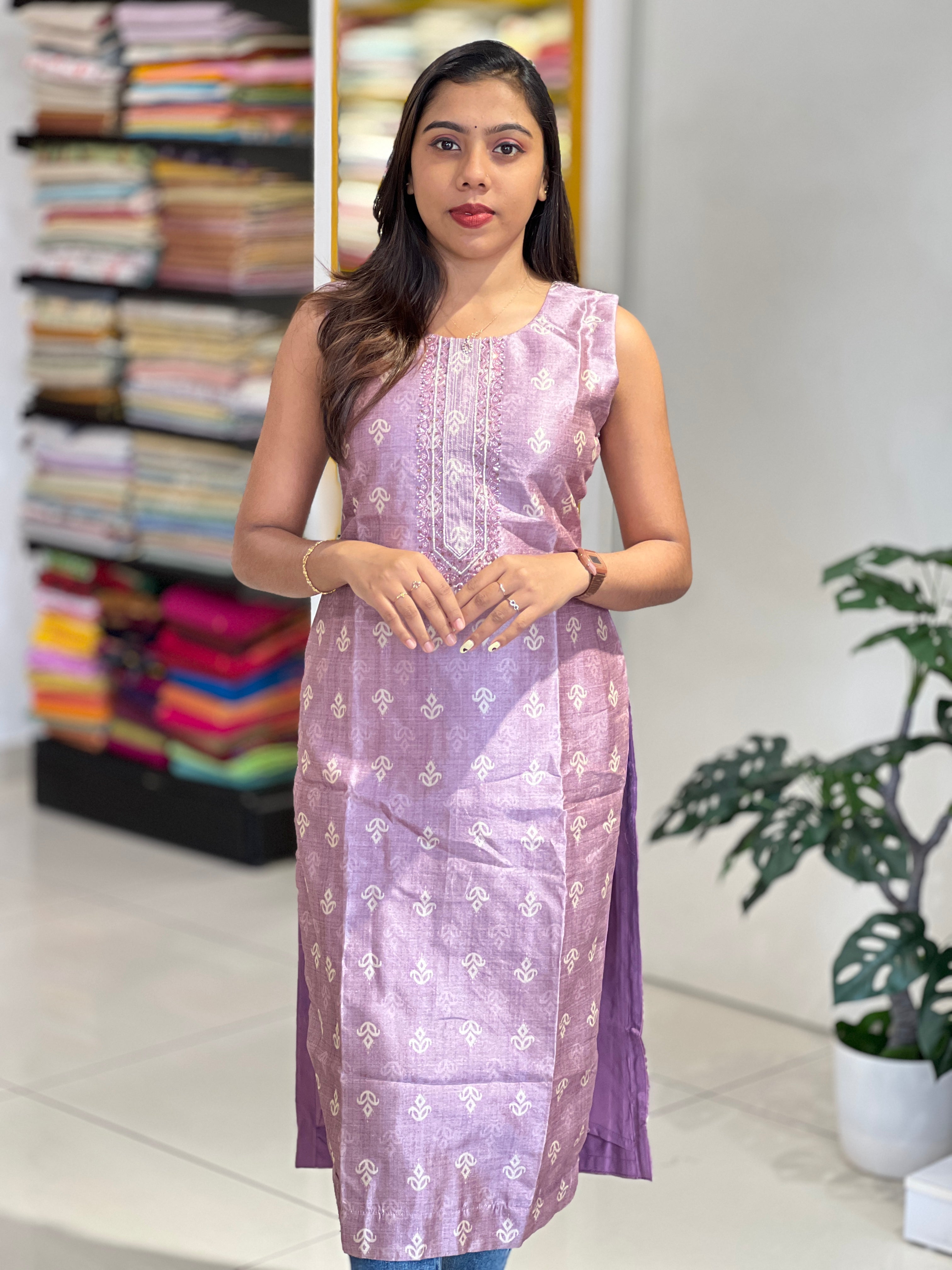 Digital Print With Hand Work Detailed Semi Tussar Kurta | NAI181