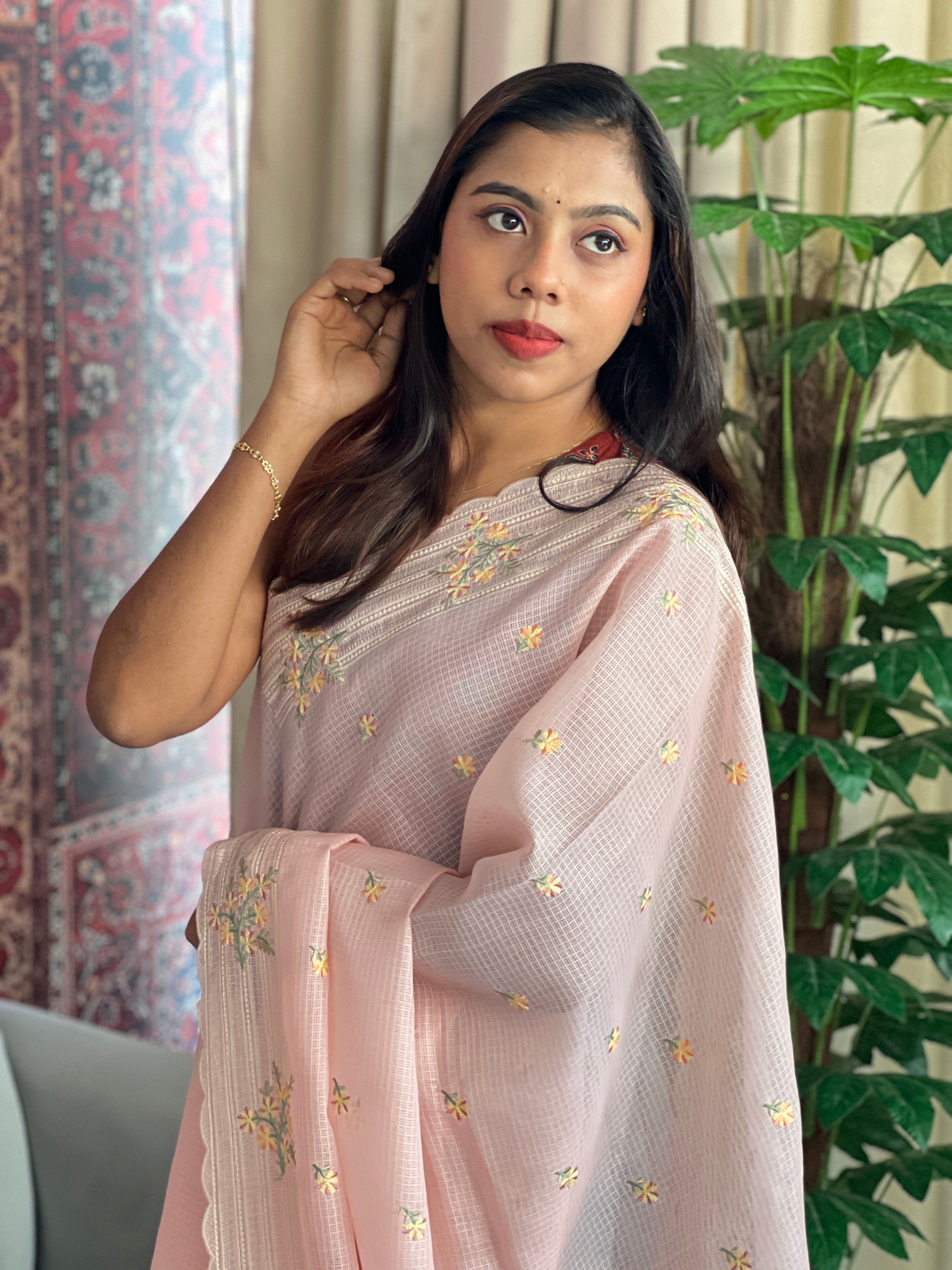 Floral Embroidery Detailed Silky Kota Saree | BLD1992