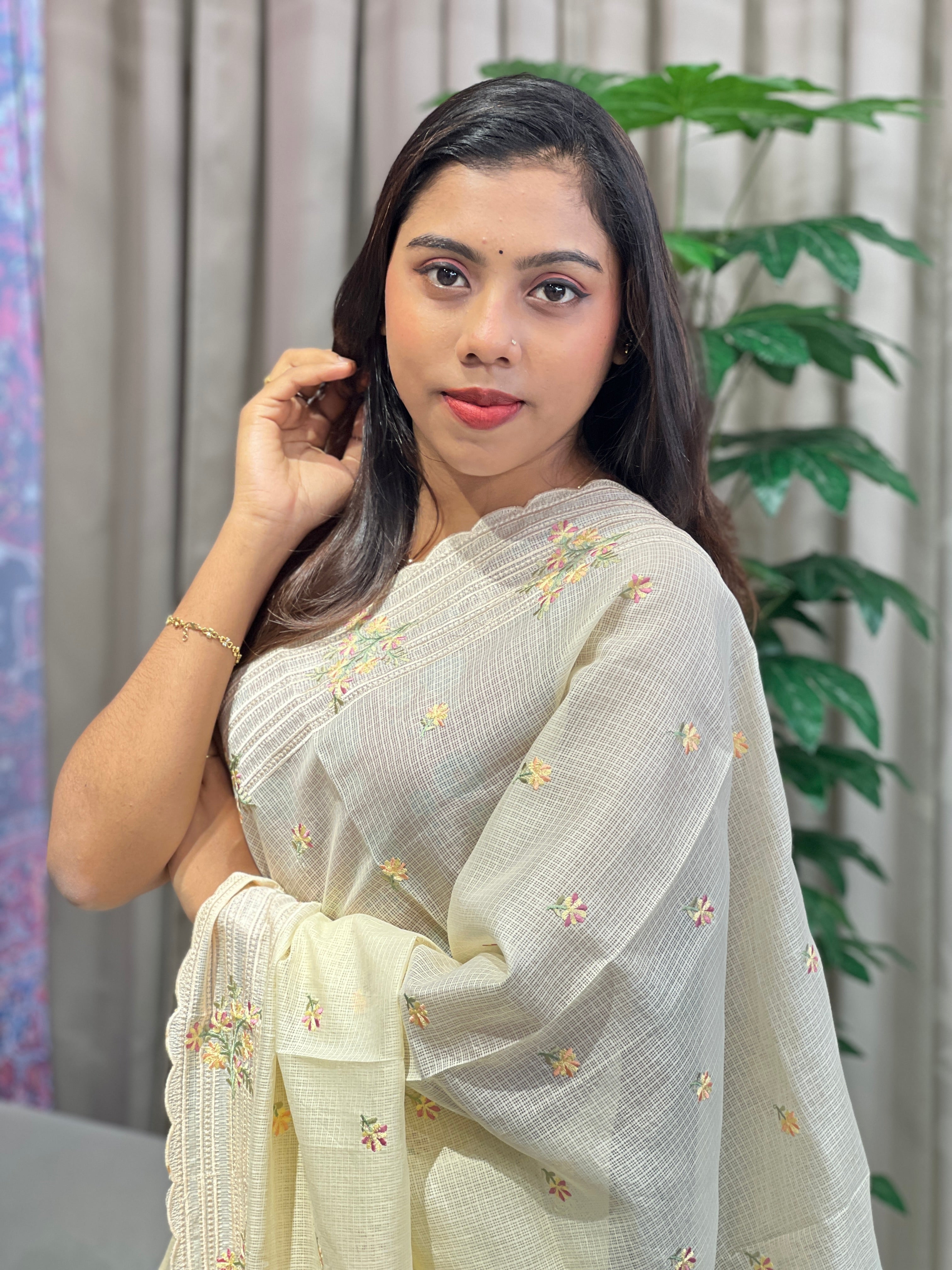 Floral Embroidery Detailed Silky Kota Saree | BLD1995