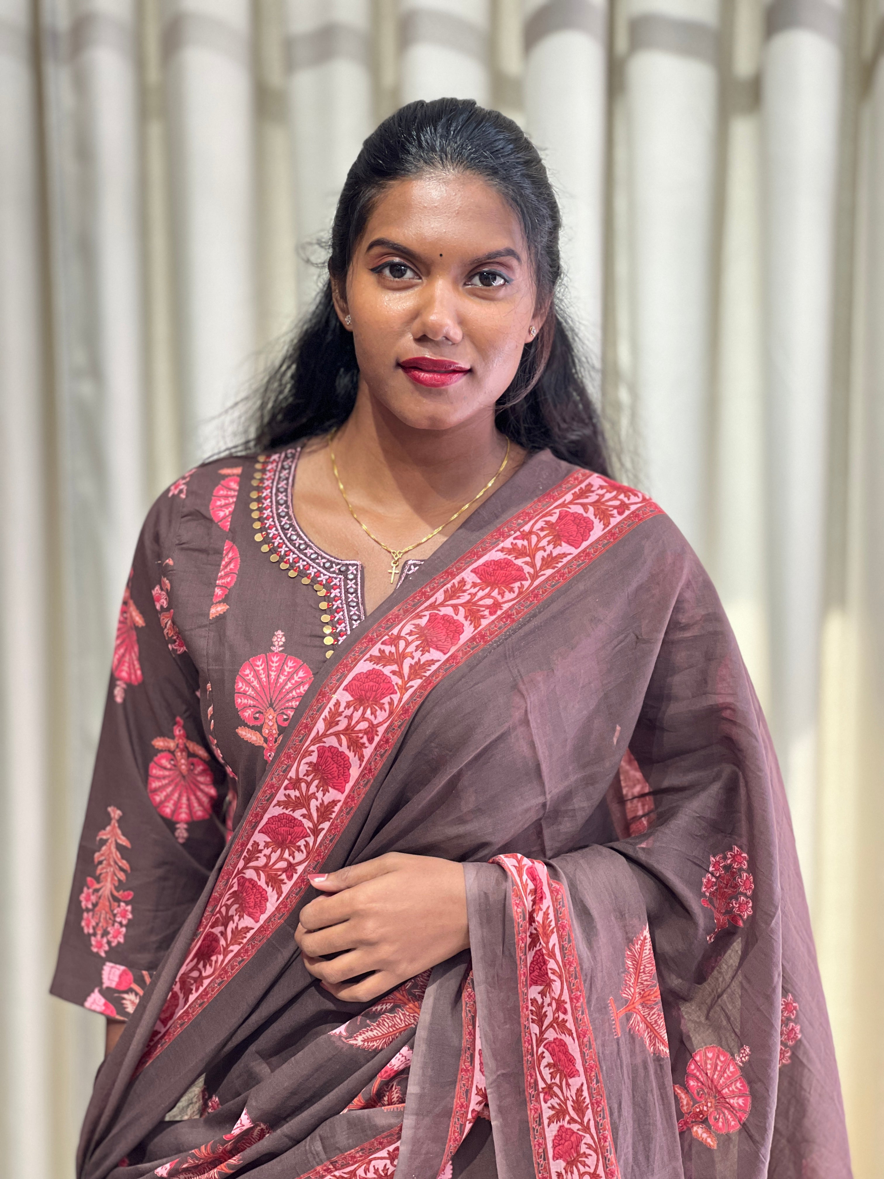 Floral Printed Cotton Kurta Set | PGI329