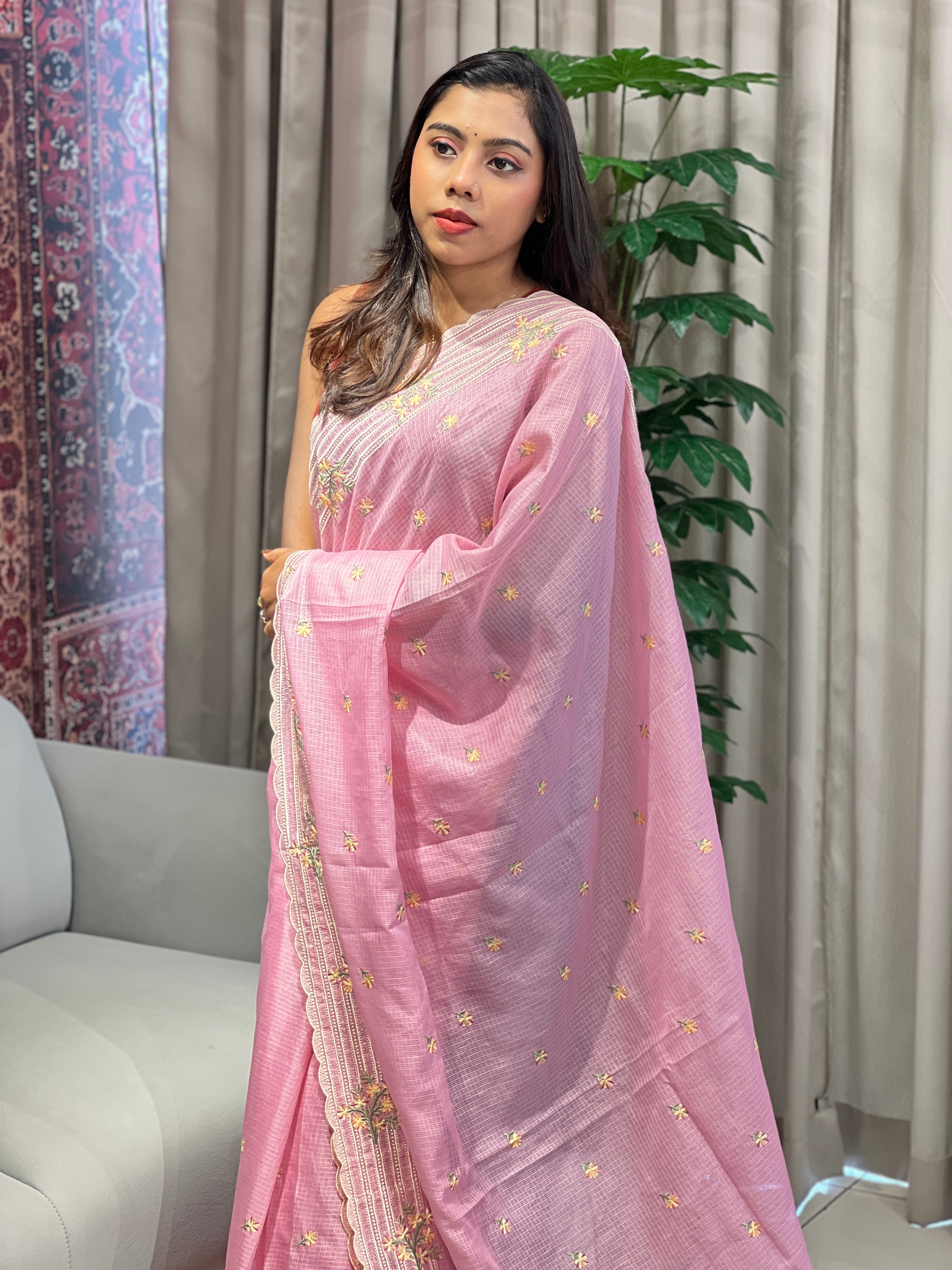 Floral Embroidery Detailed Silky Kota Saree | BLD1998