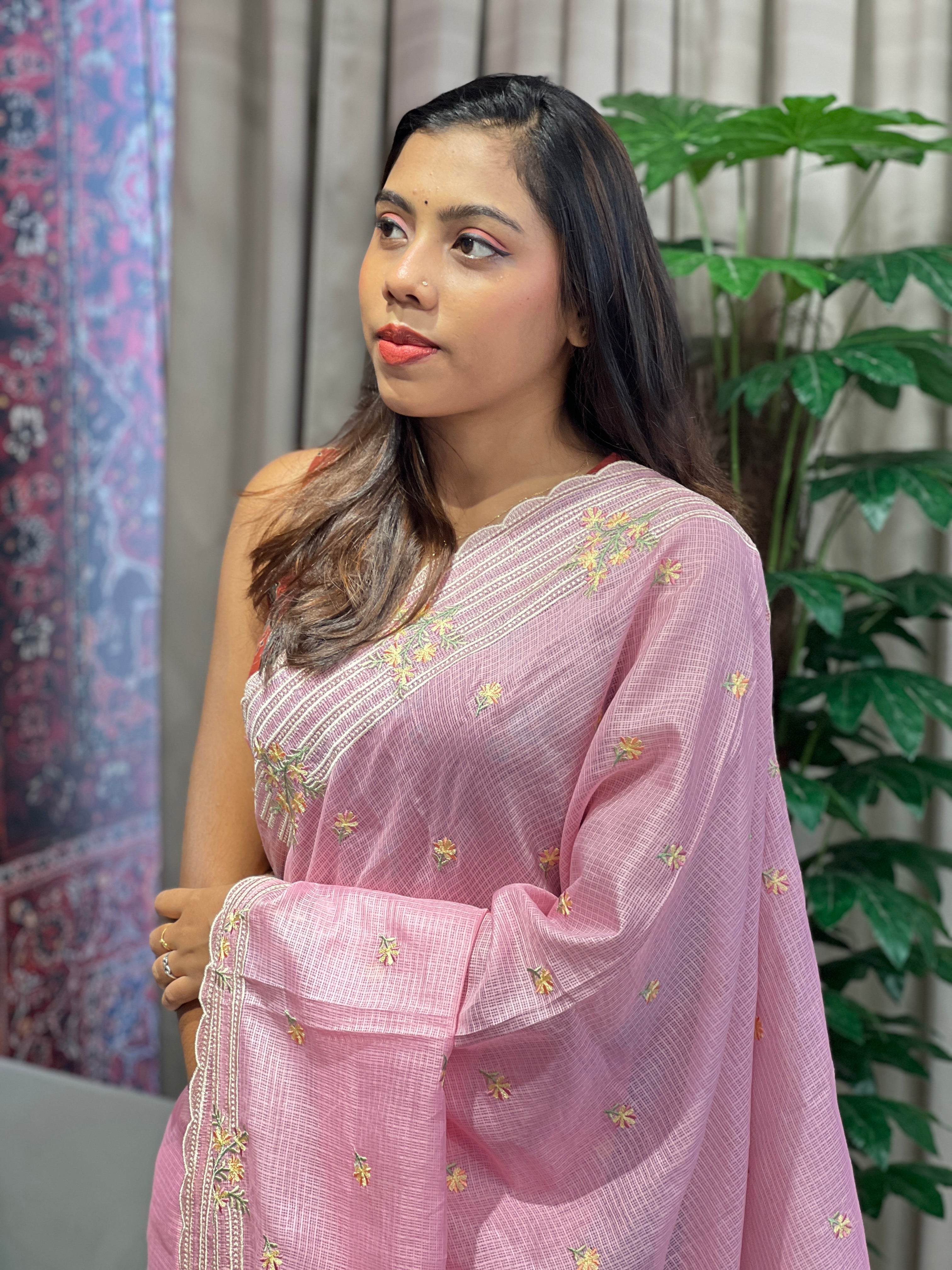 Floral Embroidery Detailed Silky Kota Saree | BLD1998