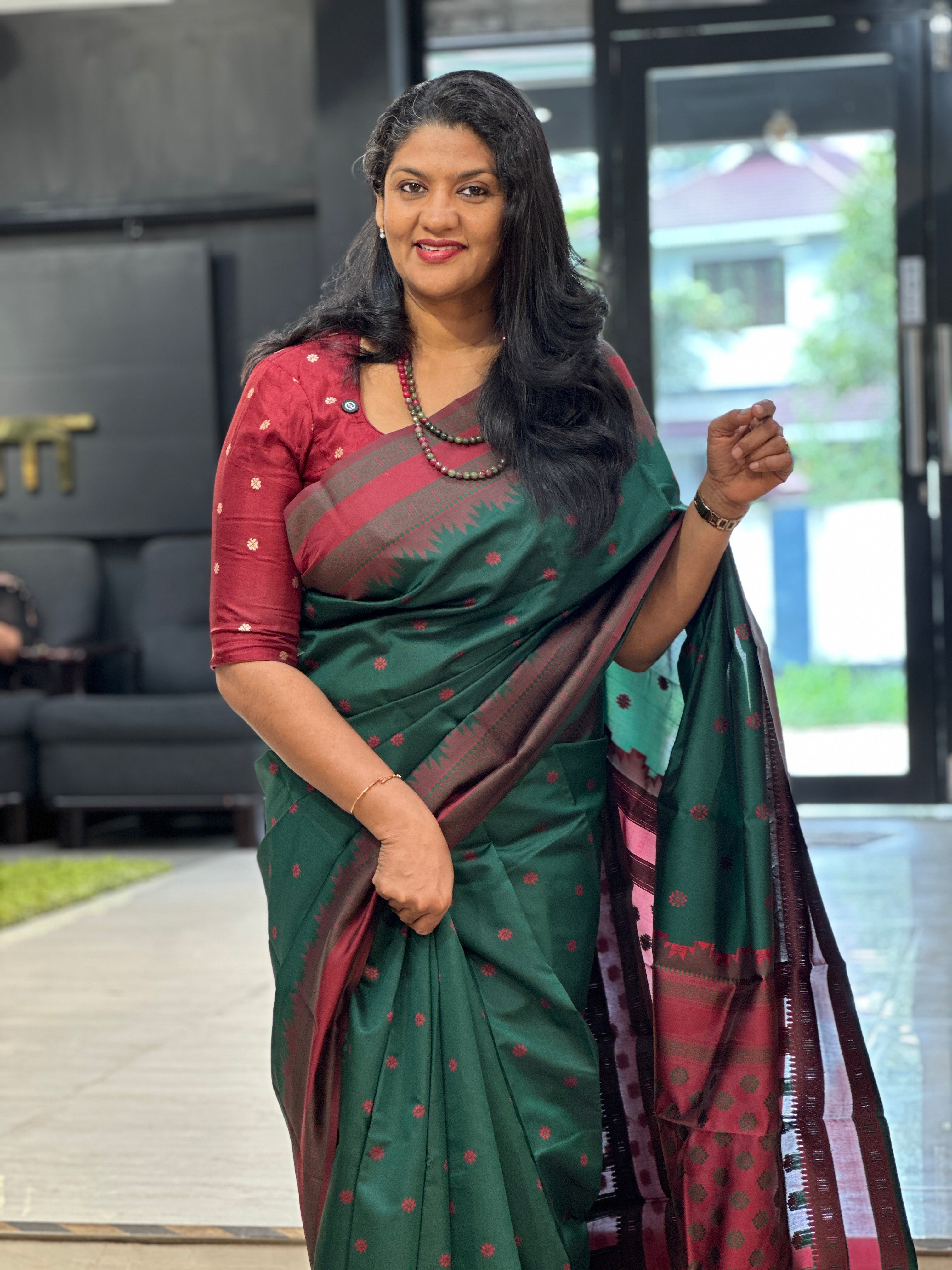 Traditional Banarasi Border Pattern Buta Woven Semi Soft Silk Saree |  RLF160