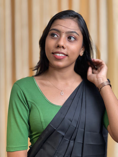 Solid Patterned Stretchable Banyan Stitched Blouse | ALA118