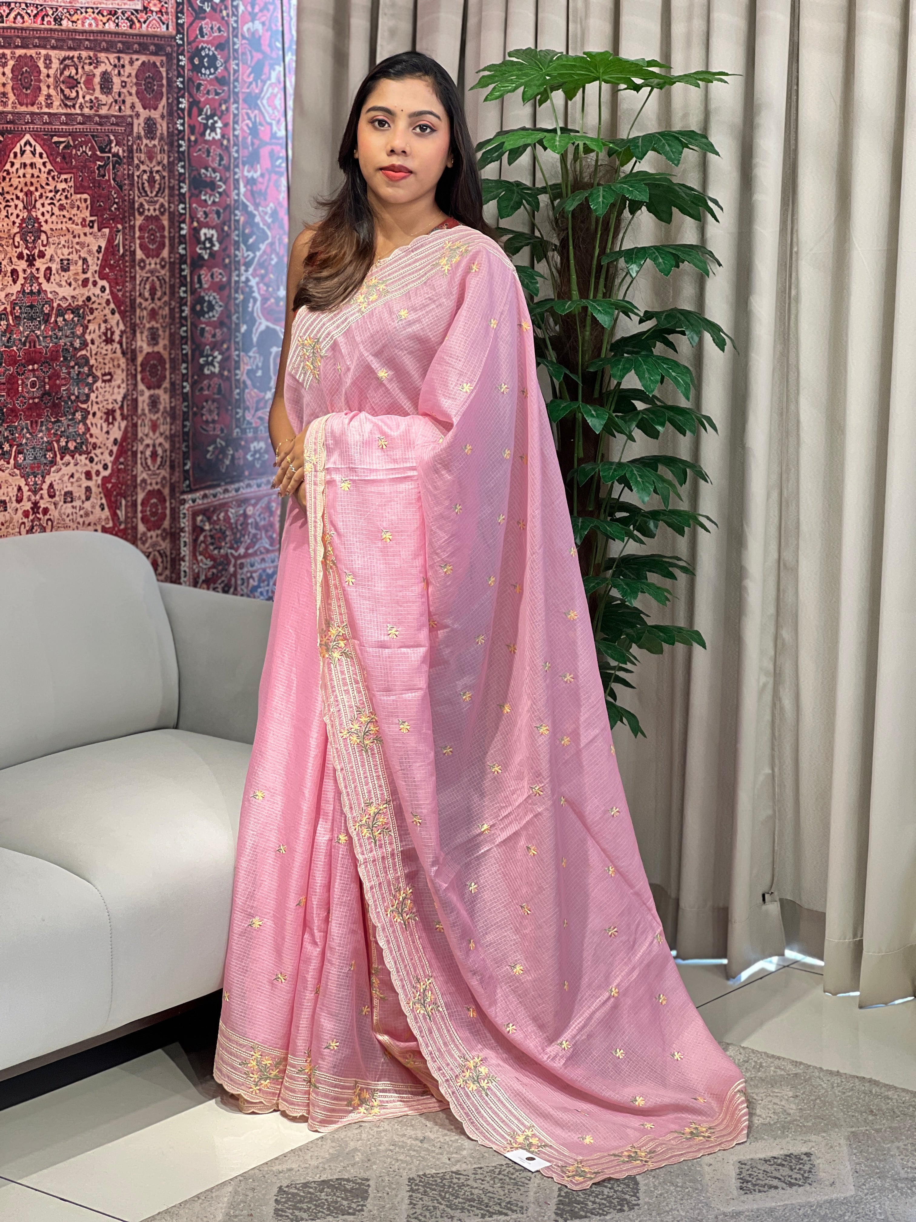 Floral Embroidery Detailed Silky Kota Saree | BLD1998