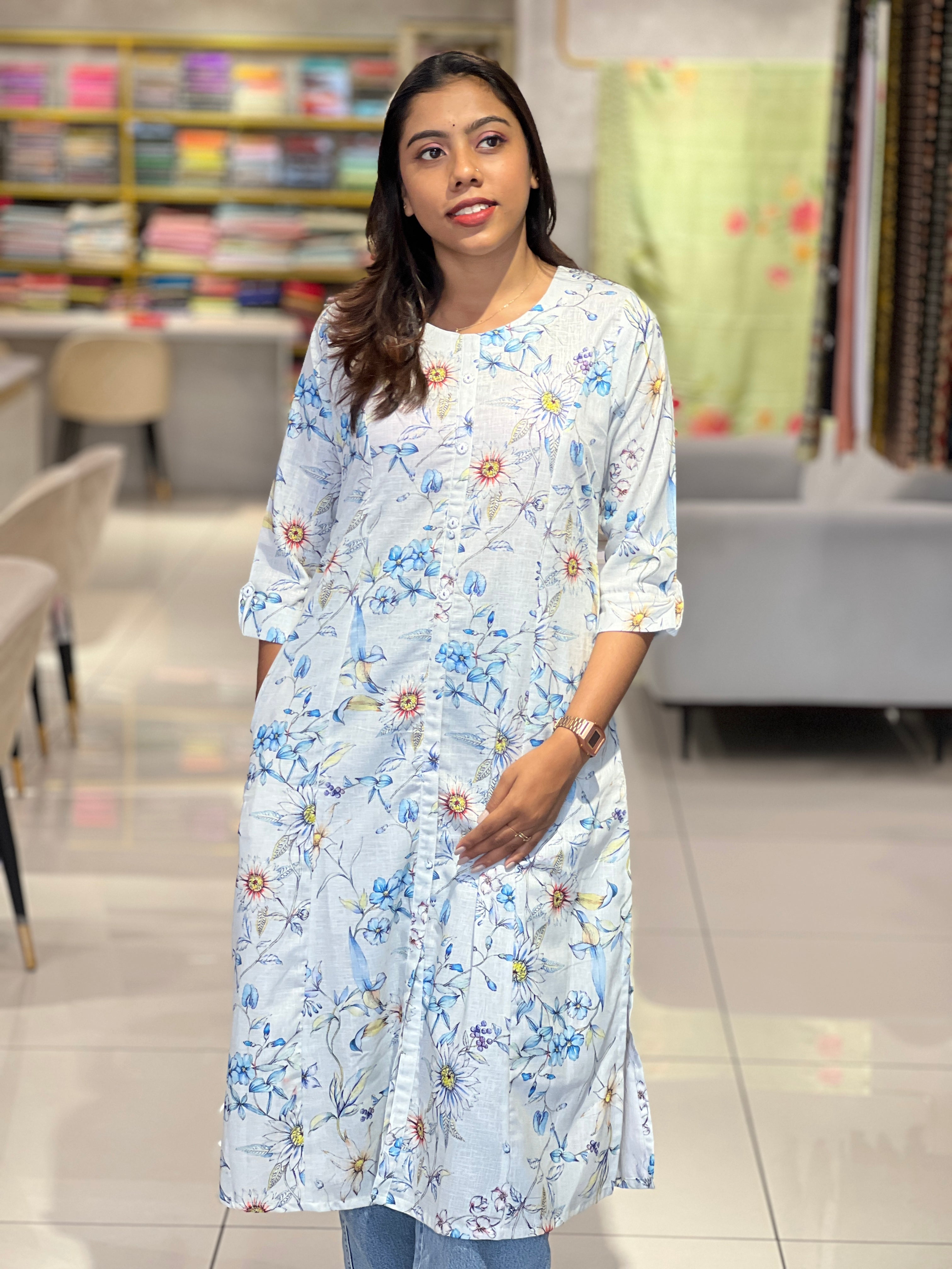 Floral Digital Printed Cotton Kurta | YOC145